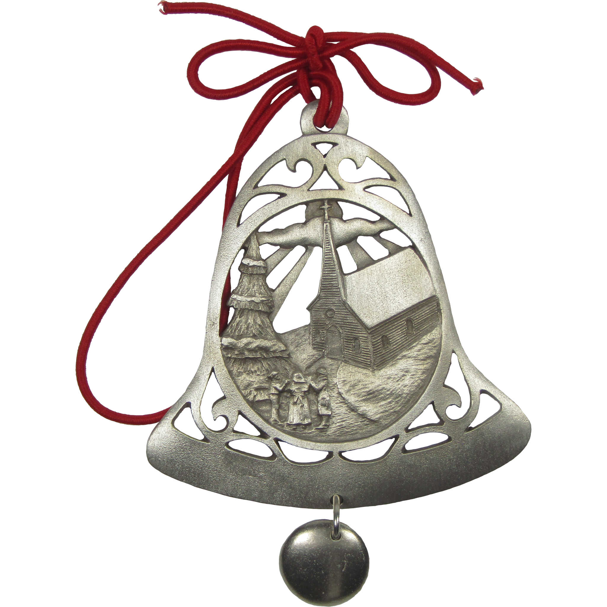 Church Bell Pewter Christmas Tree Ornament Holiday Decoration