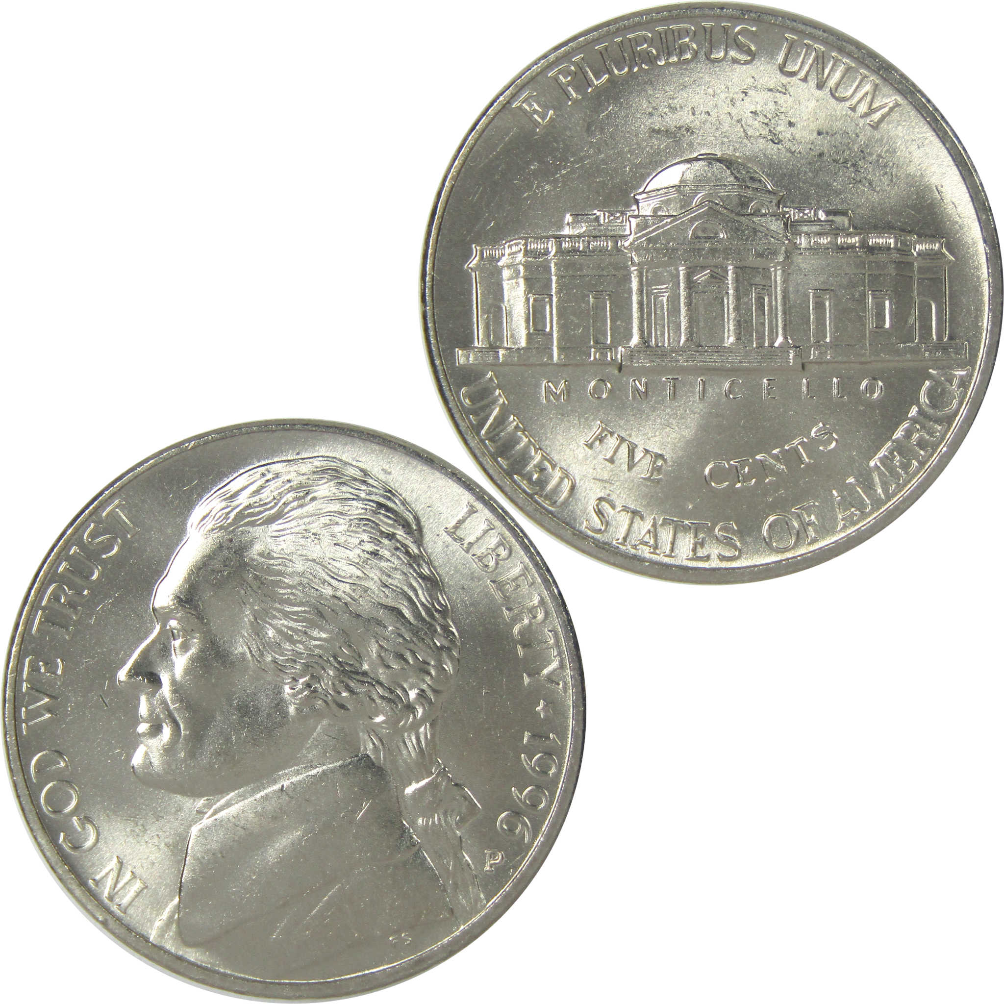 1996 P Jefferson Nickel Uncirculated 5c Coin