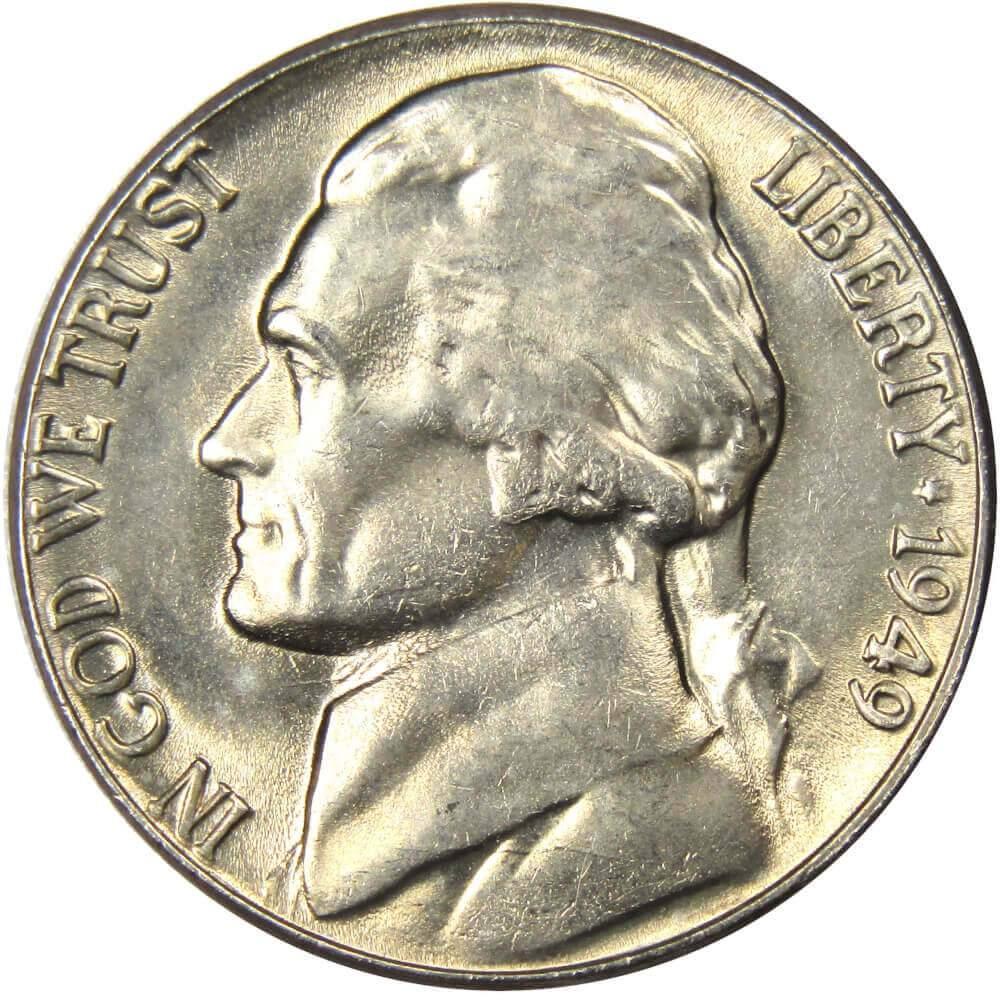 1949 Jefferson Nickel Uncirculated Mint State 5c Coin Collectible