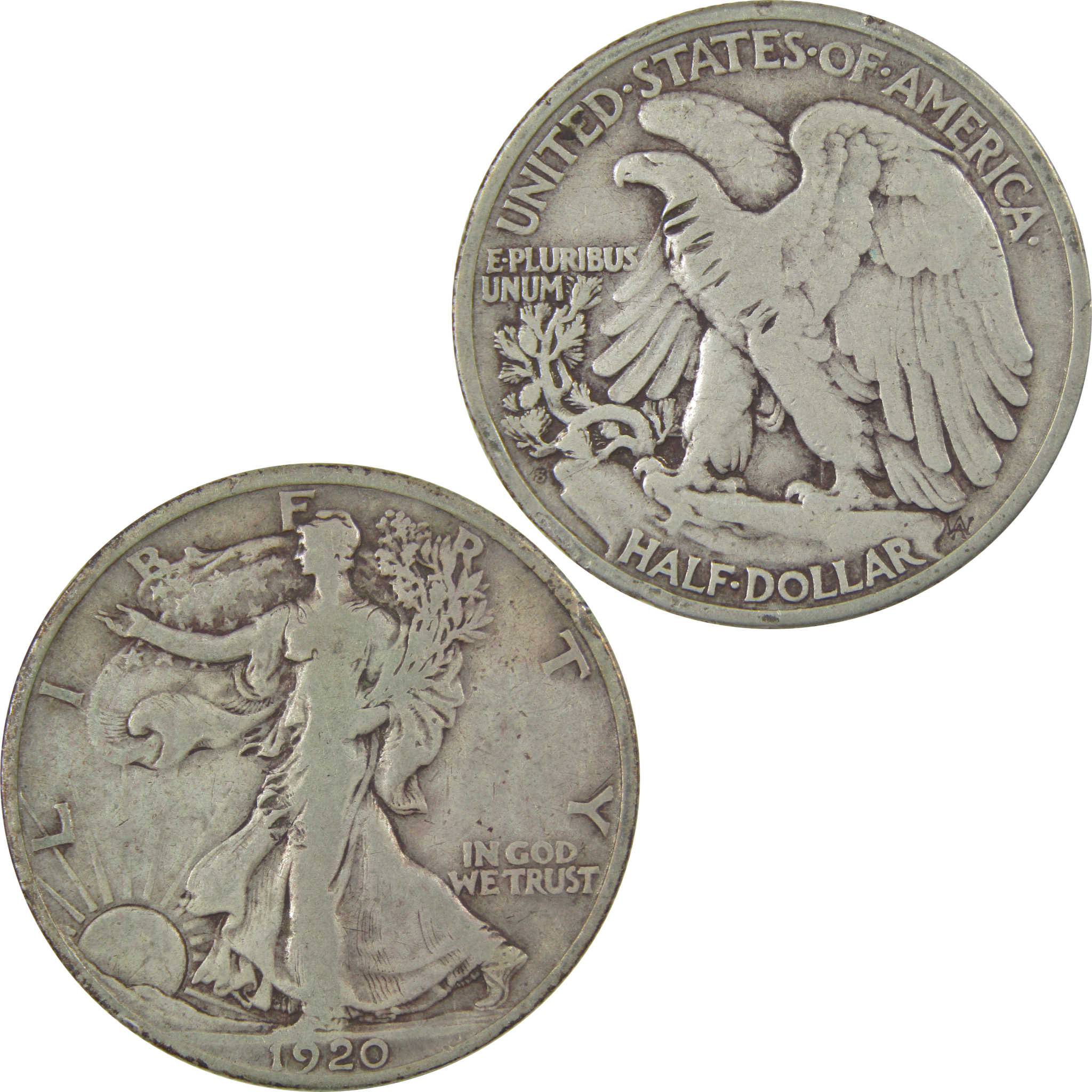1920 S Liberty Walking Silver Half Dollar F Fine Details SKU:I24119