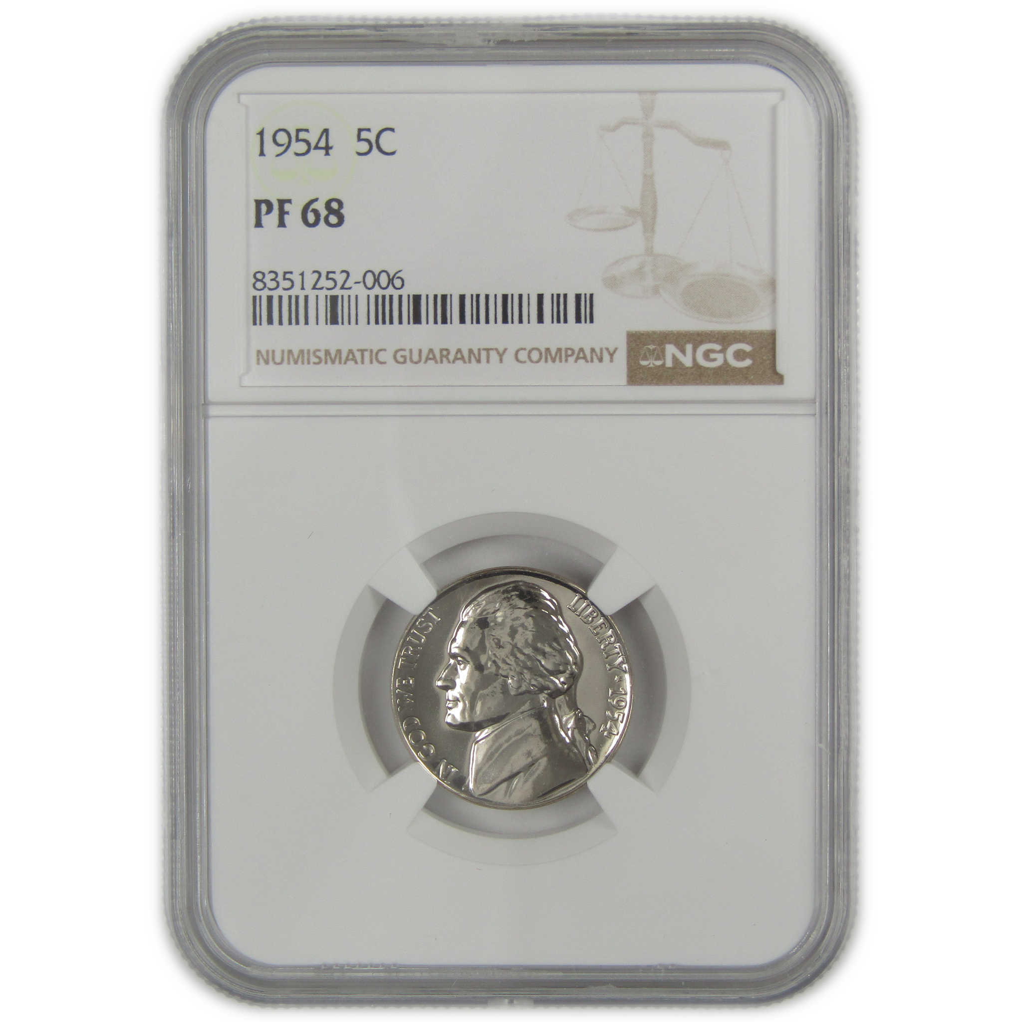 1954 Jefferson Nickel PF 68 NGC Proof 5c Coin SKU:I20631