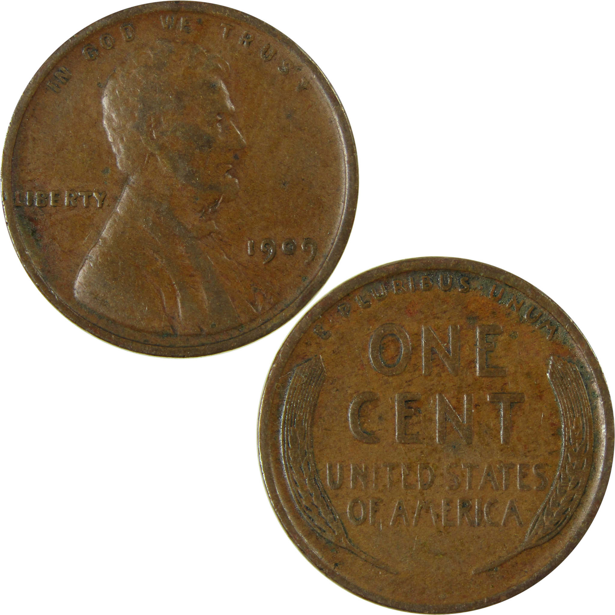 1909 Lincoln Wheat Cent F Fine Details Penny 1c Coin SKU:I26339