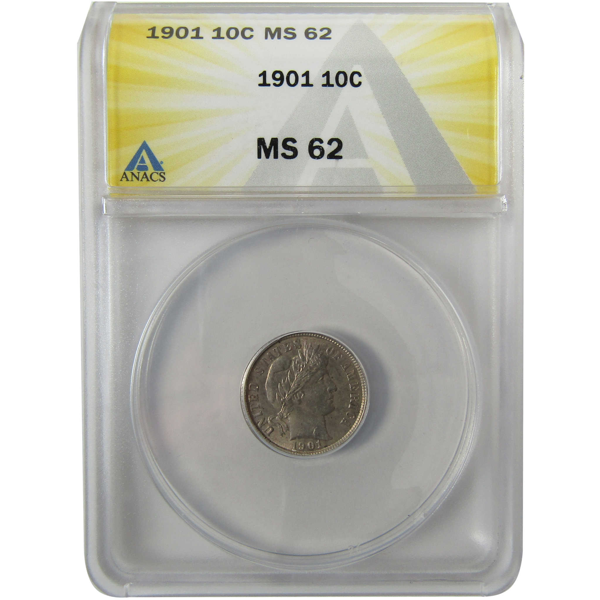 1901 Barber Silver Dime MS 62 ANACS Uncirculated 10c Coin SKU:I28478