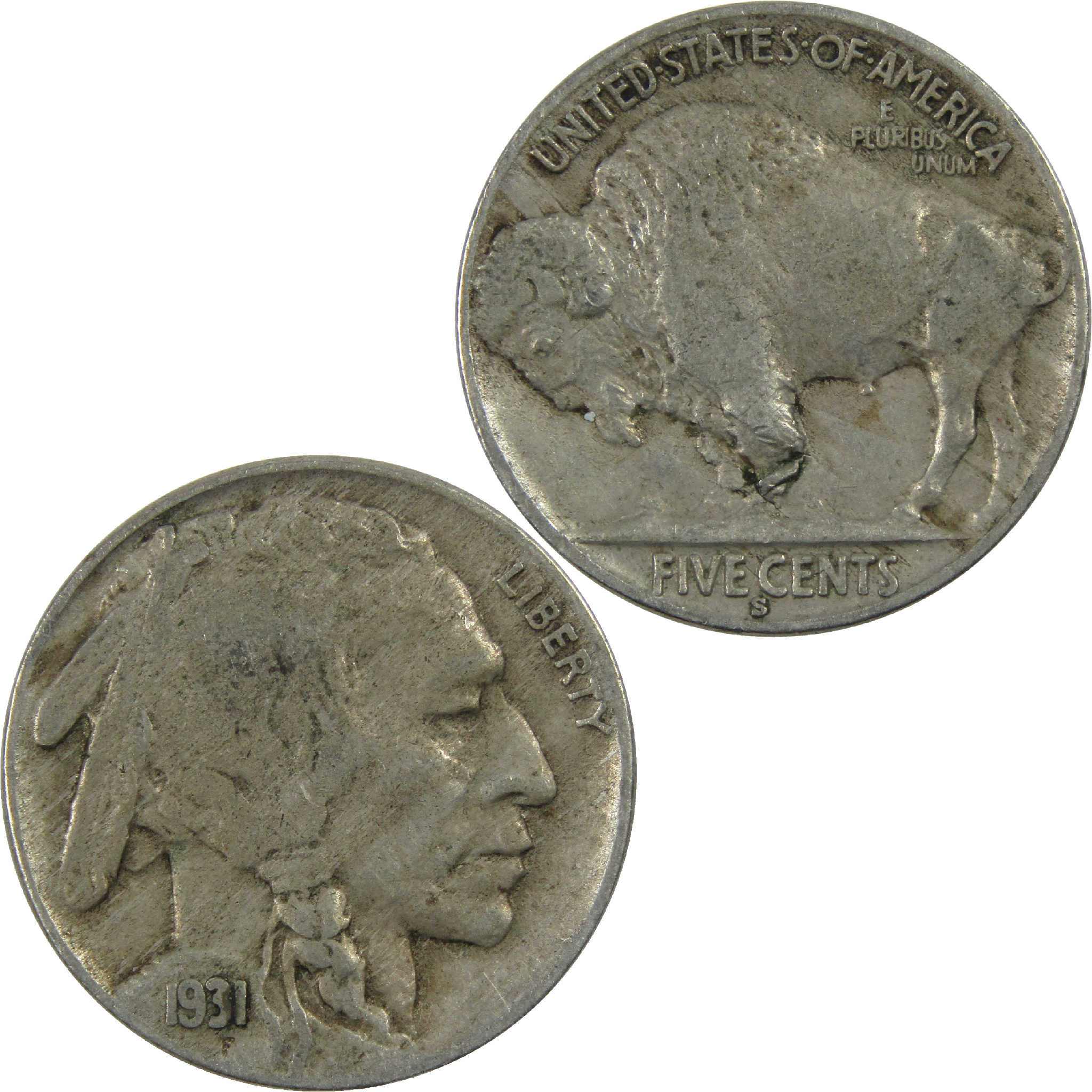 1931 S Indian Head Buffalo Nickel VF Very Fine 5c Coin SKU:I12613