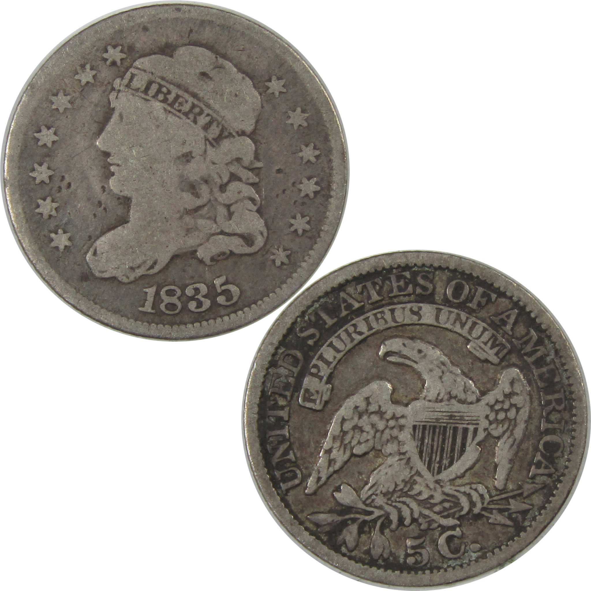 1835 Large Date and 5C Capped Bust Half Dime VG Very Good SKU:I23171