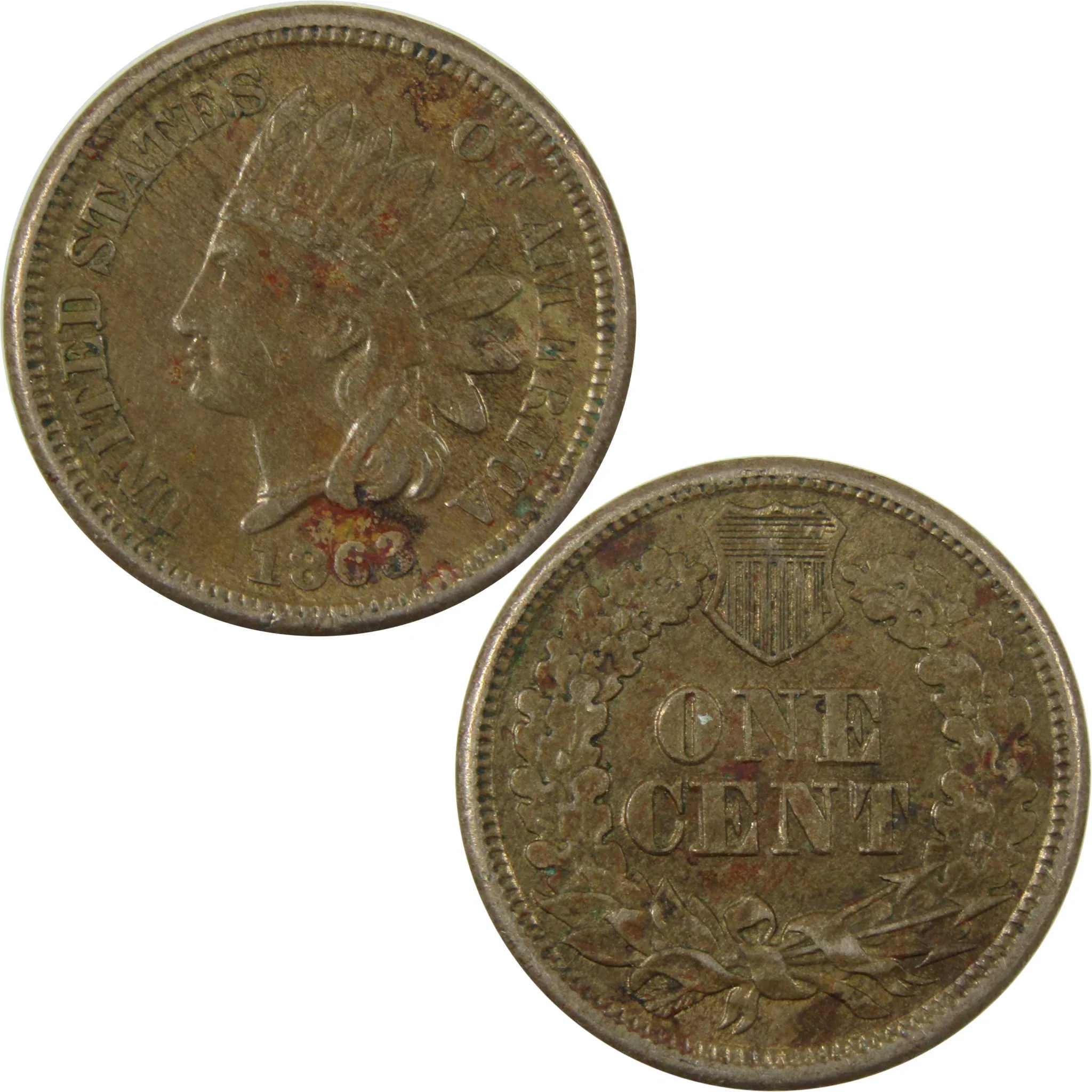 1863 Indian Head Cent XF EF Extremely Fine Details Penny SKU:CP1271
