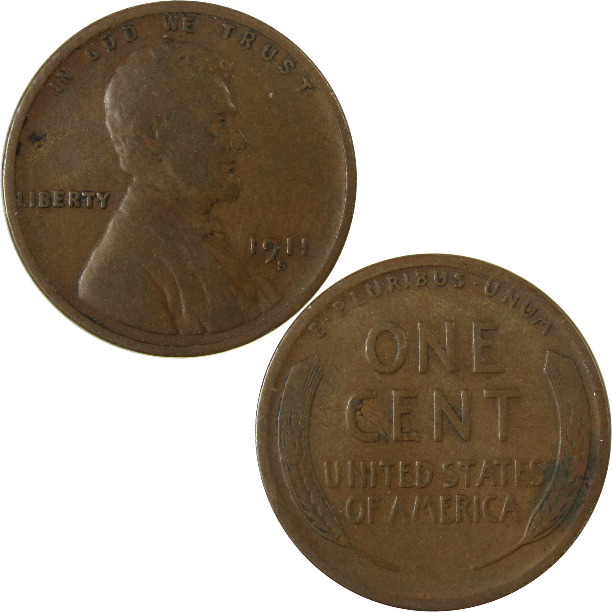 1911 S Lincoln Wheat Cent F Fine Details Penny 1c Coin SKU:I27664
