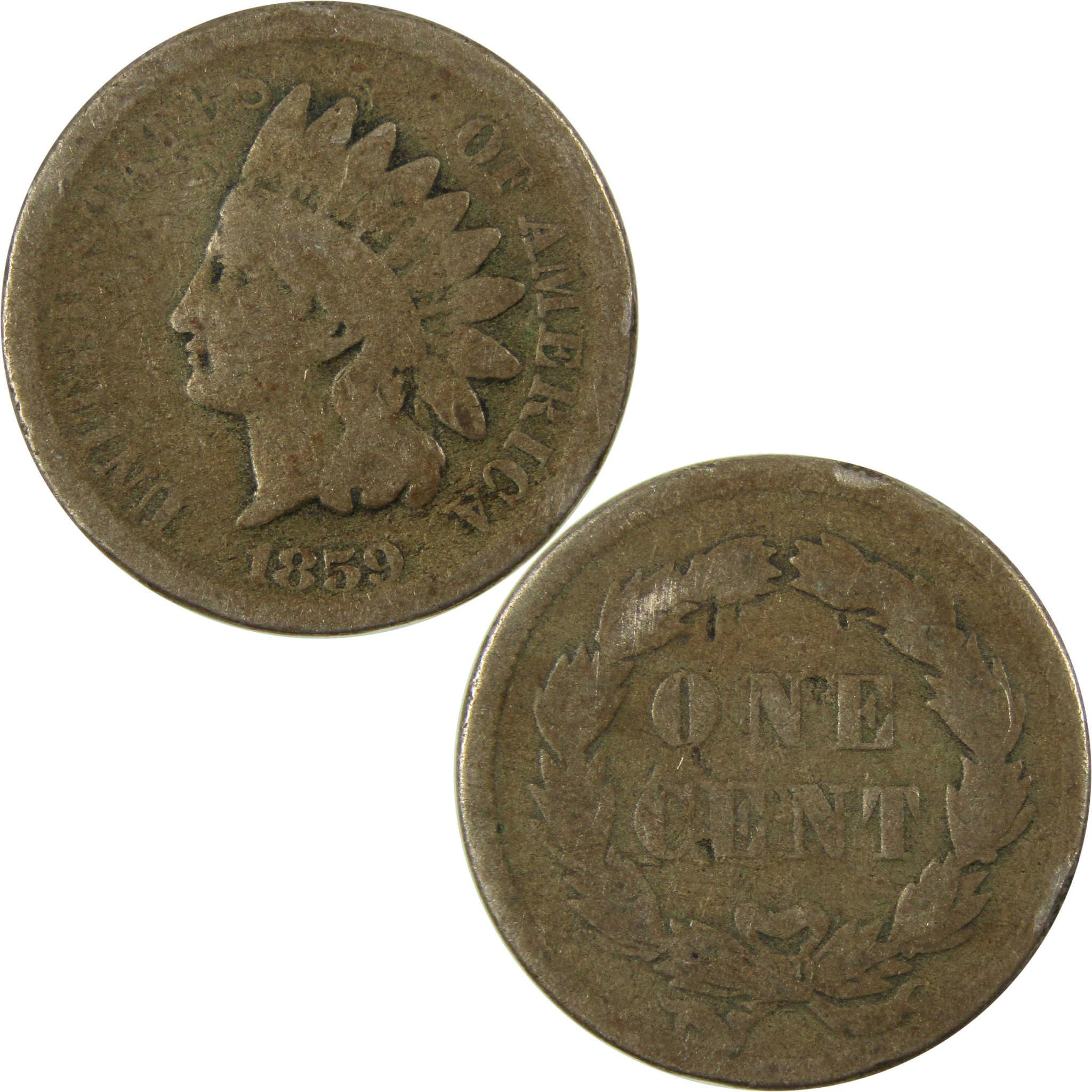 1859 Indian Head Cent AG About Good Penny 1c Coin SKU:CP1315