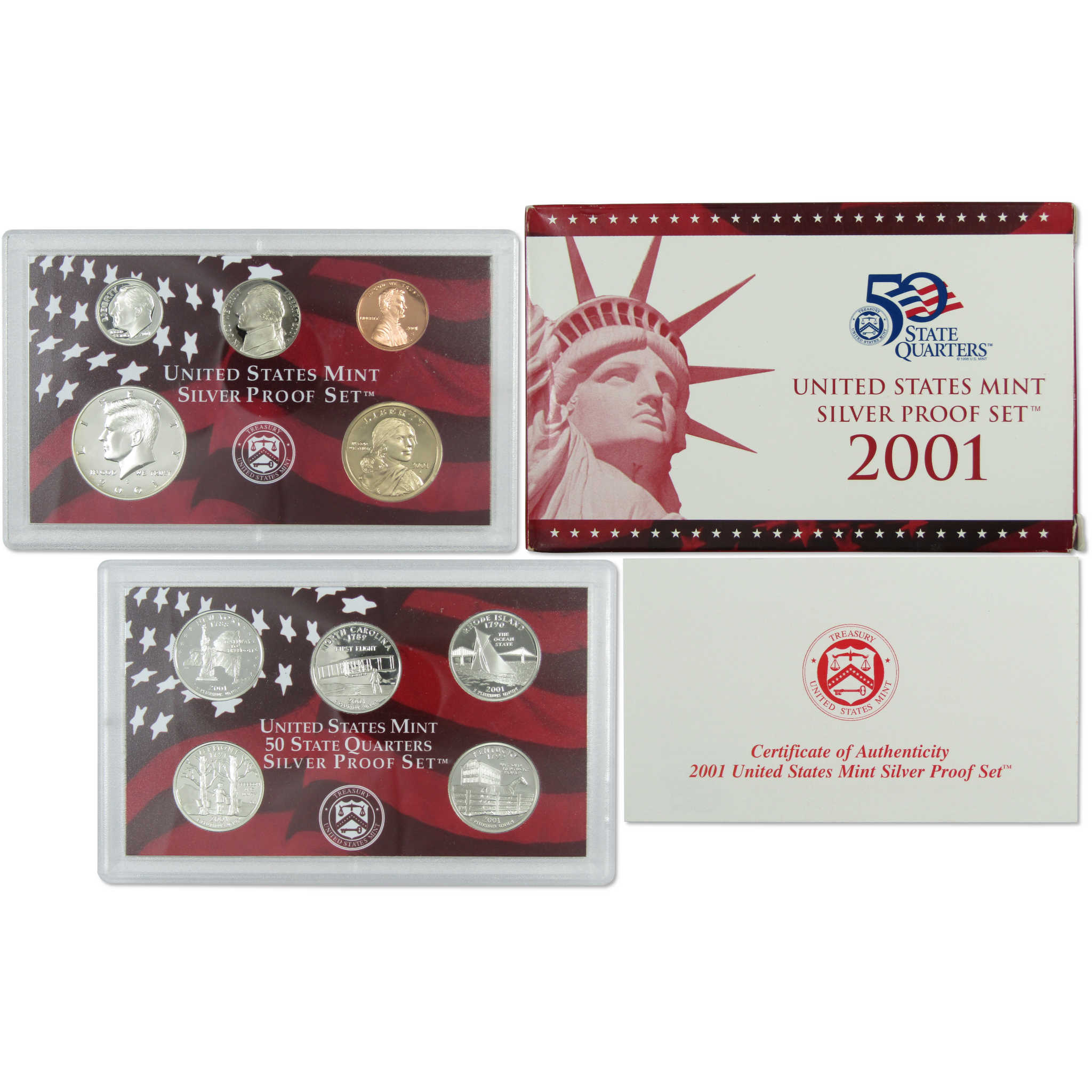 2001 Silver Proof Set U.S. Mint Original Government Packaging OGP COA