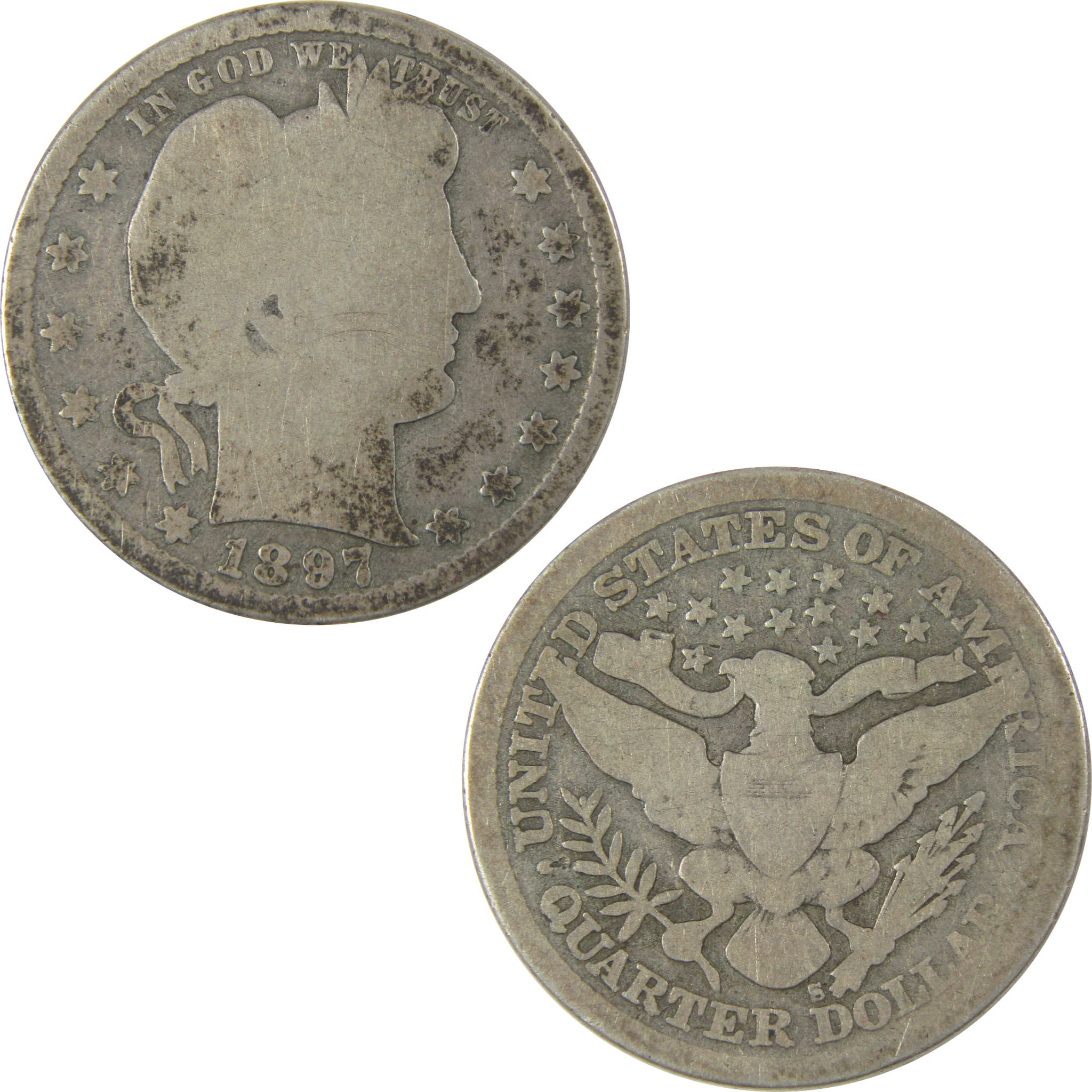 1897 S Barber Quarter AG About Good Silver 25c Coin SKU:I19768