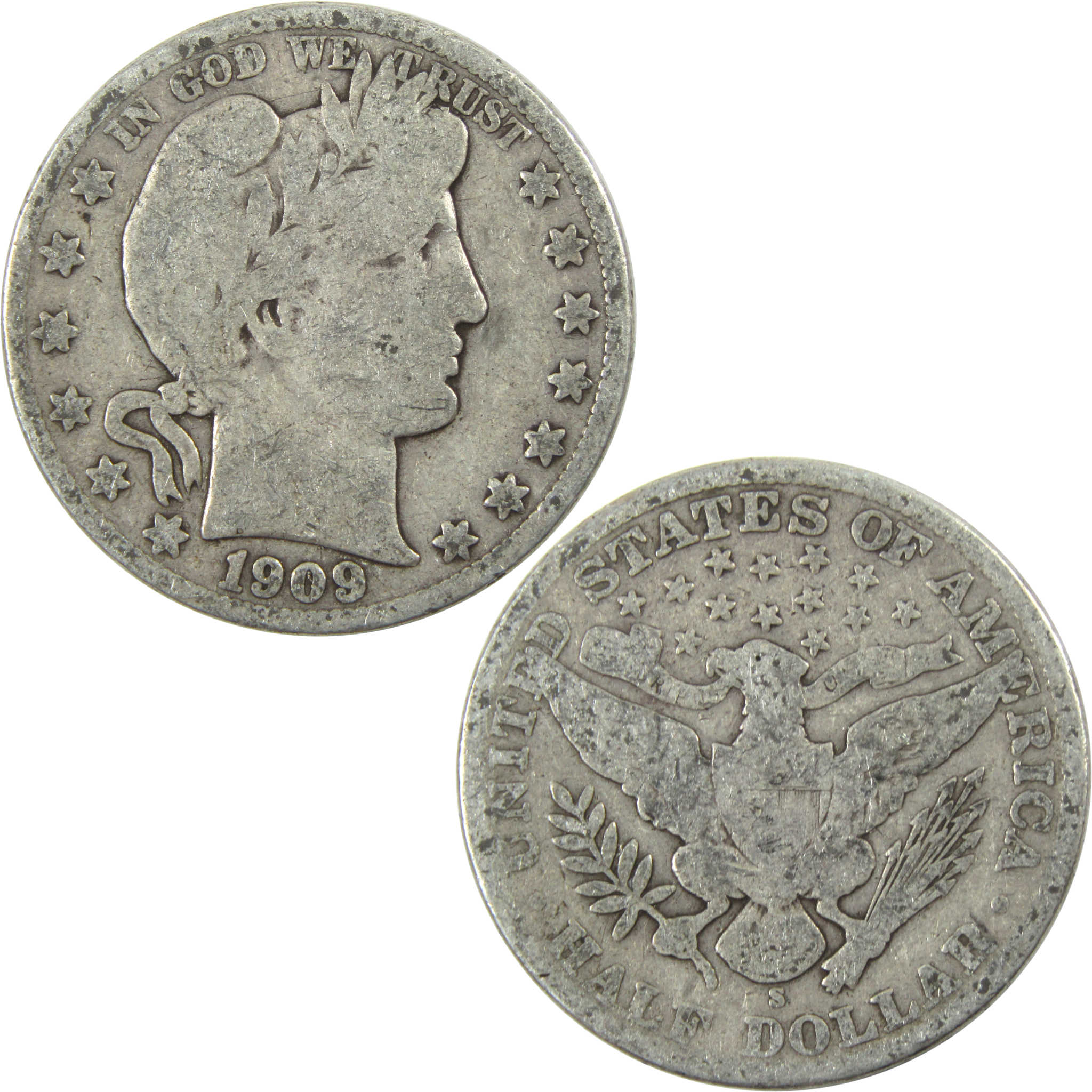 1908 S Barber Half Dollar G Good Silver 50c Coin SKU:I13296