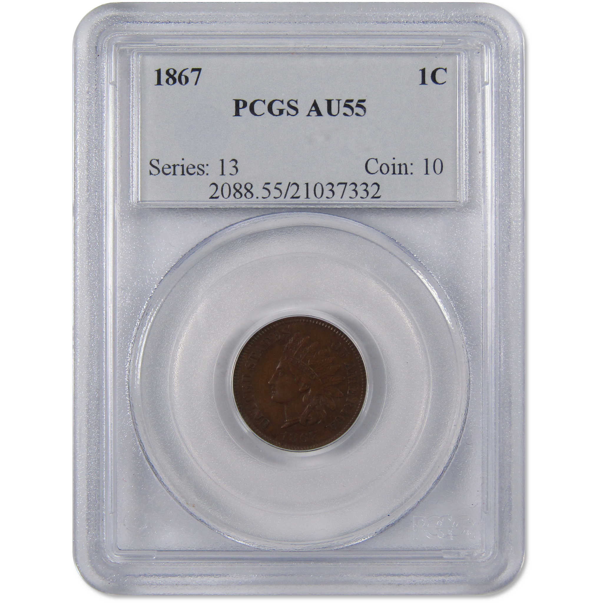 1867 Indian Head Cent AU 55 PCGS Penny 1c Coin SKU:I9743