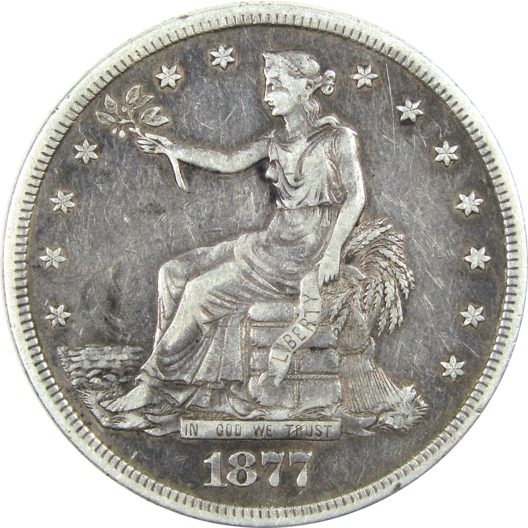 1877 S Trade Dollar VF Very Fine Silver $1 Coin SKU:I14235