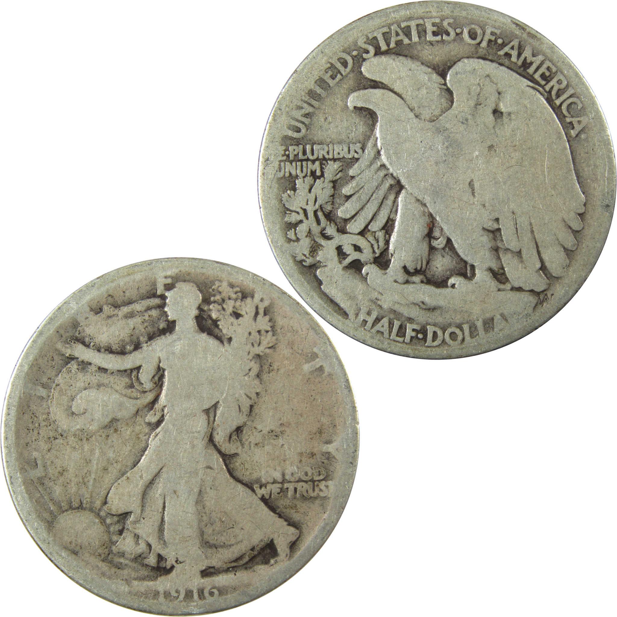 1916 Liberty Walking Silver Half Dollar AG About Good SKU:CP1453
