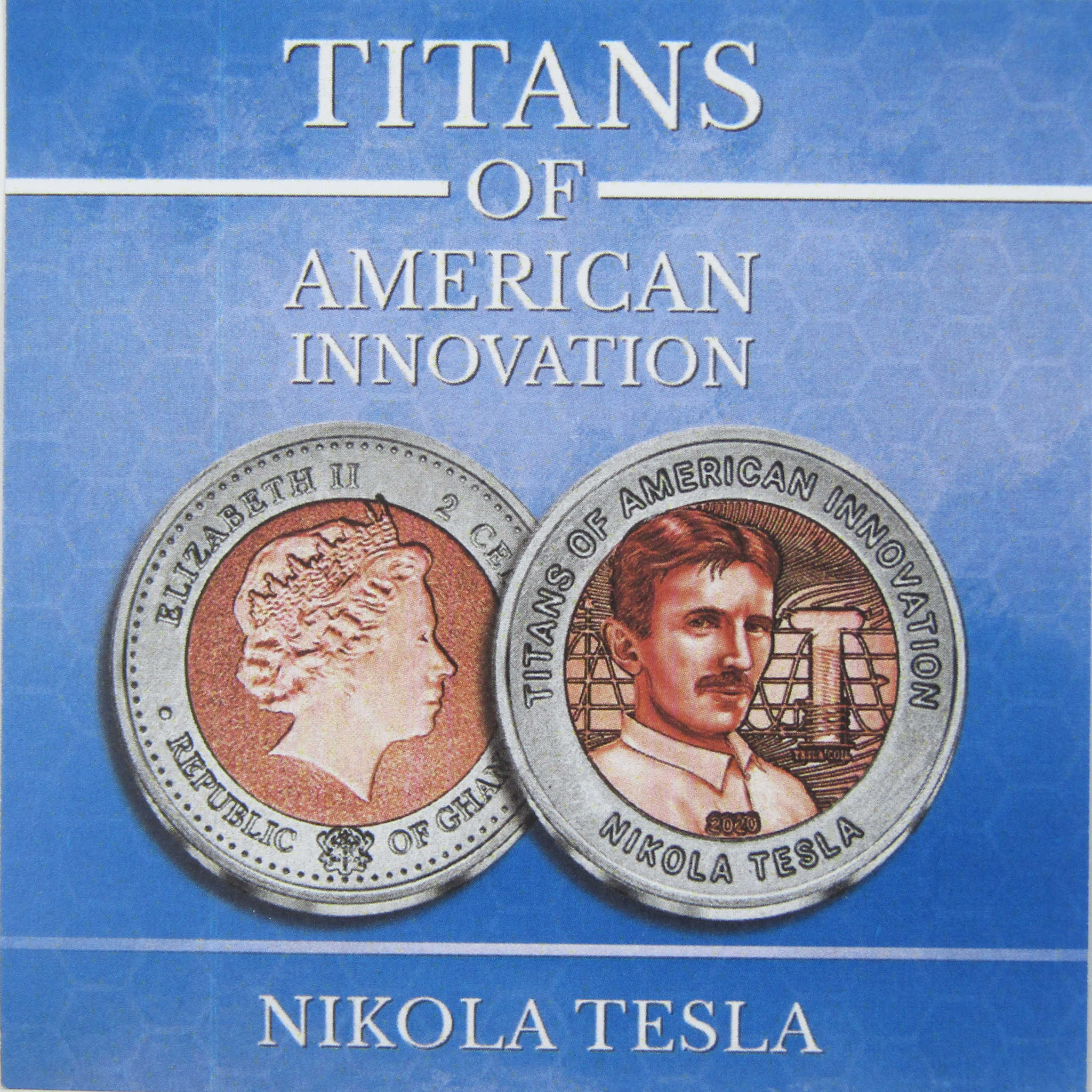 2020 Tesla Titans of Innovation 2 Cedi Uncirculated 0.99 Titanium