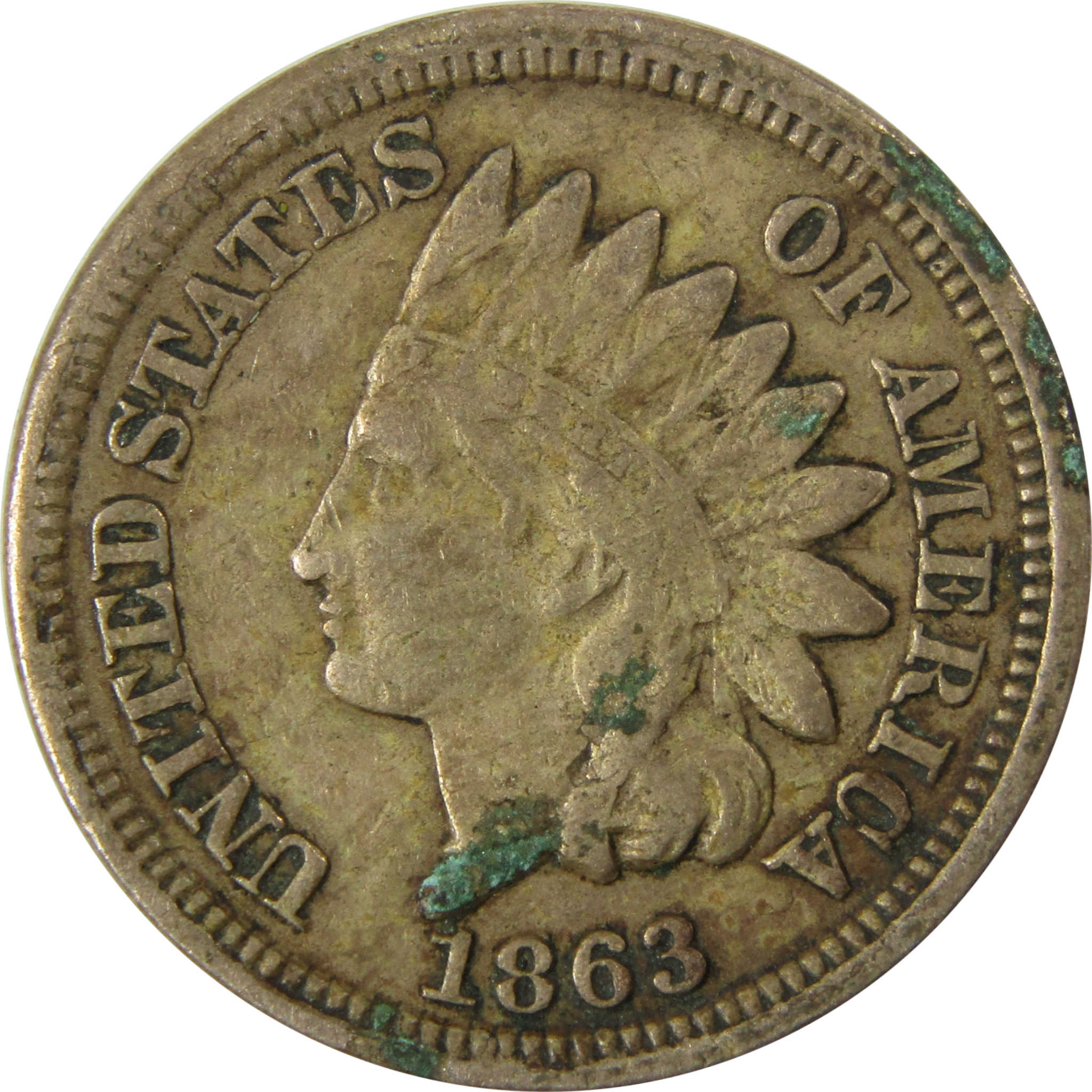1863 Indian Head Cent F Fine Details Penny 1c Coin SKU:CP1196