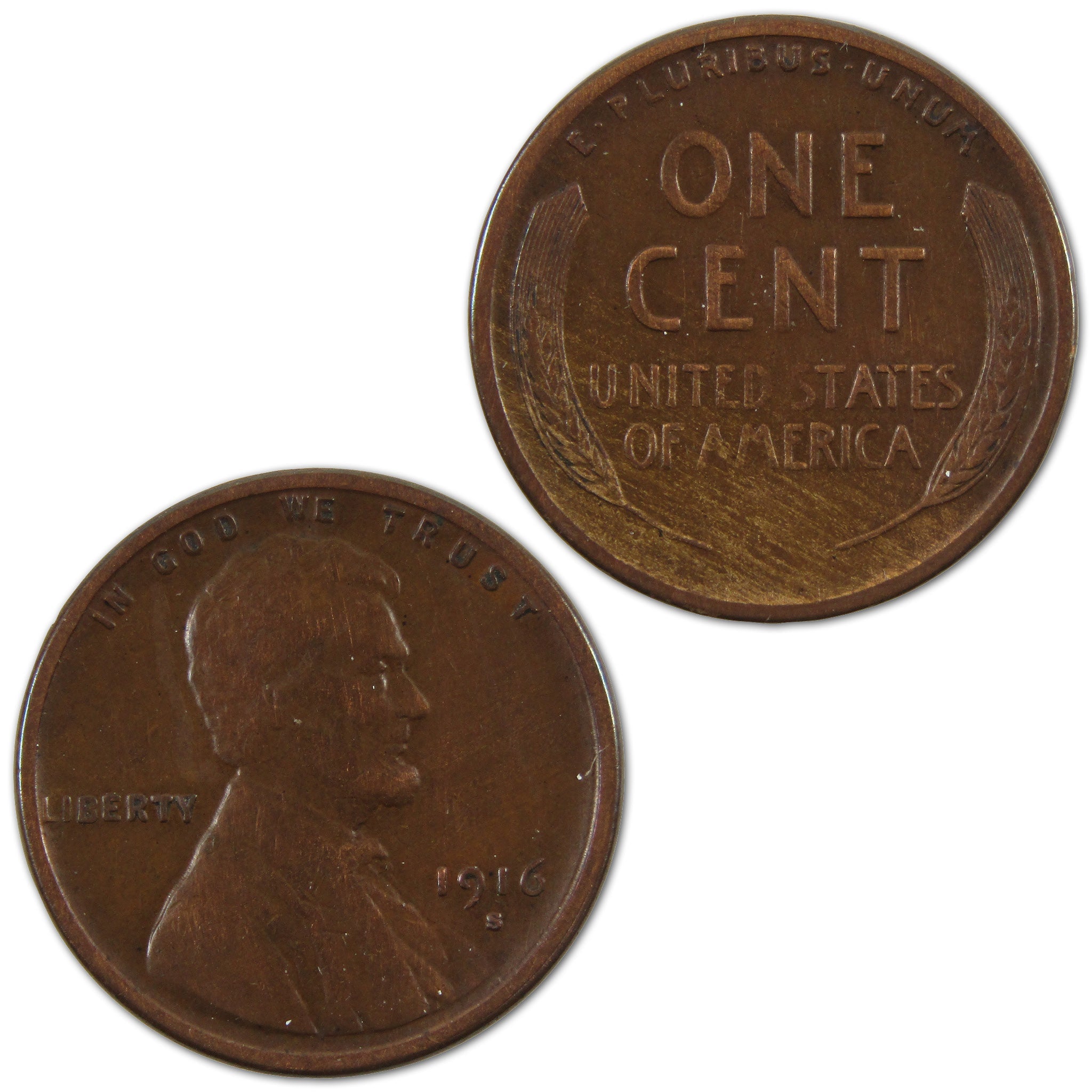 1916 S Lincoln Wheat Cent VF Very Fine Penny 1c Coin SKU:I10504