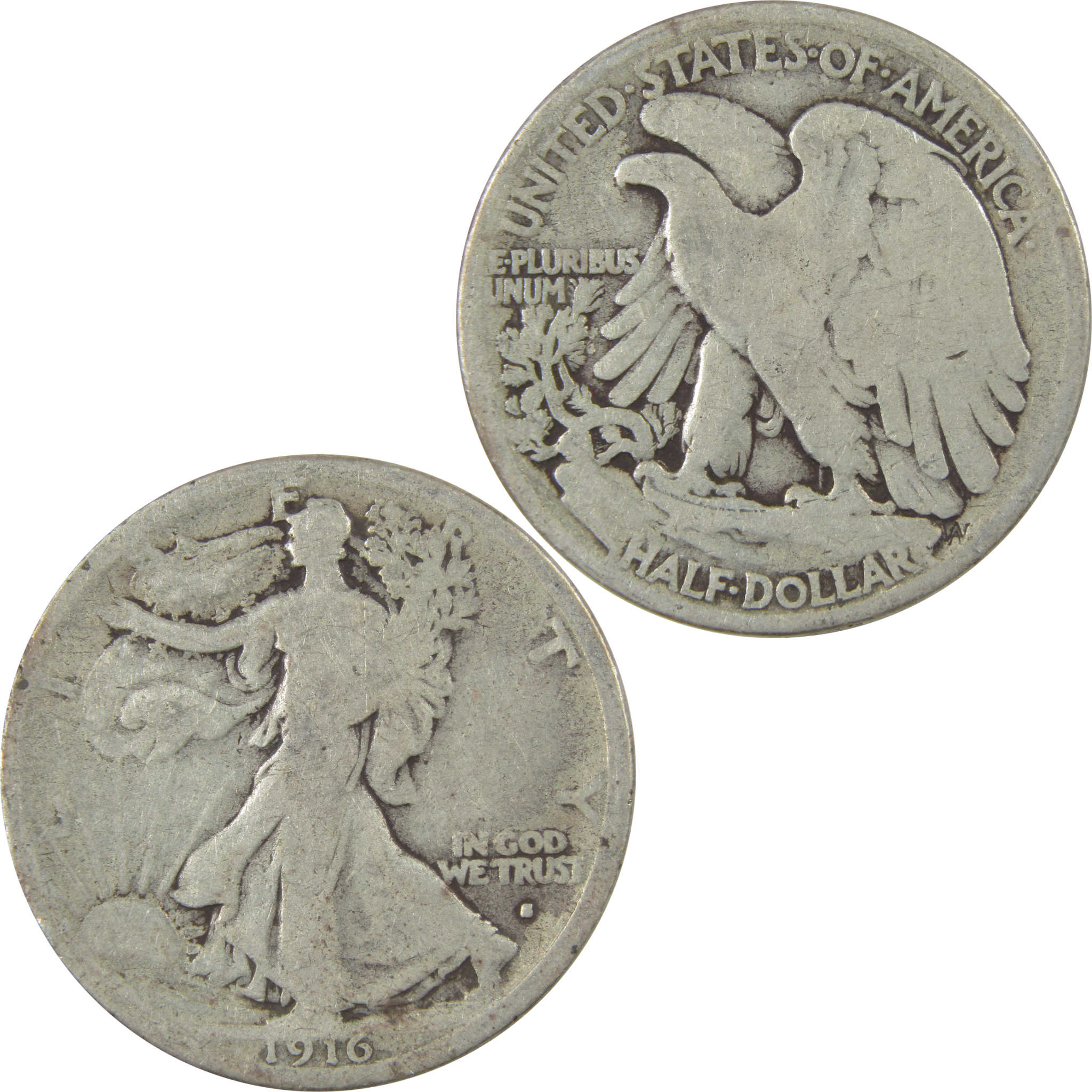 1916 S Liberty Walking Silver Half Dollar G Good 50c Coin SKU:I24103