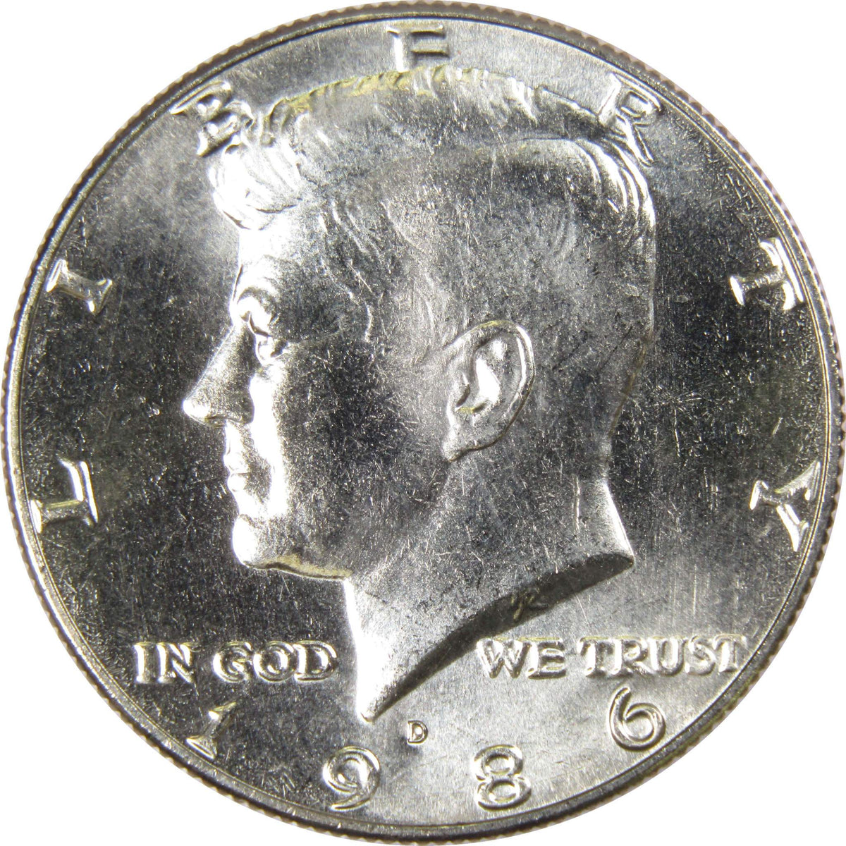 1986 D Kennedy Half Dollar Clad Uncirculated Mint State 50c Coin