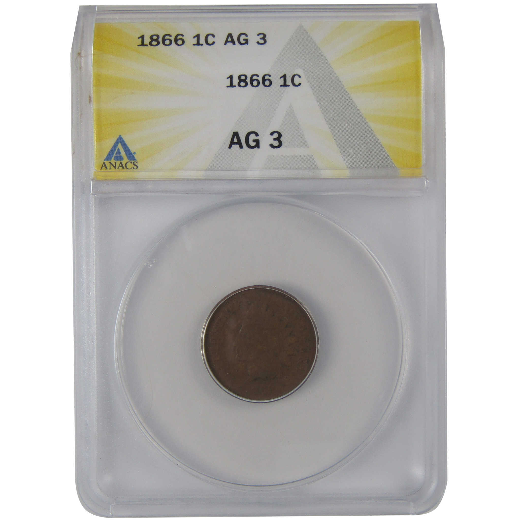 1866 Indian Head Cent AG 3 ANACS Penny 1c Coin SKU:CP174
