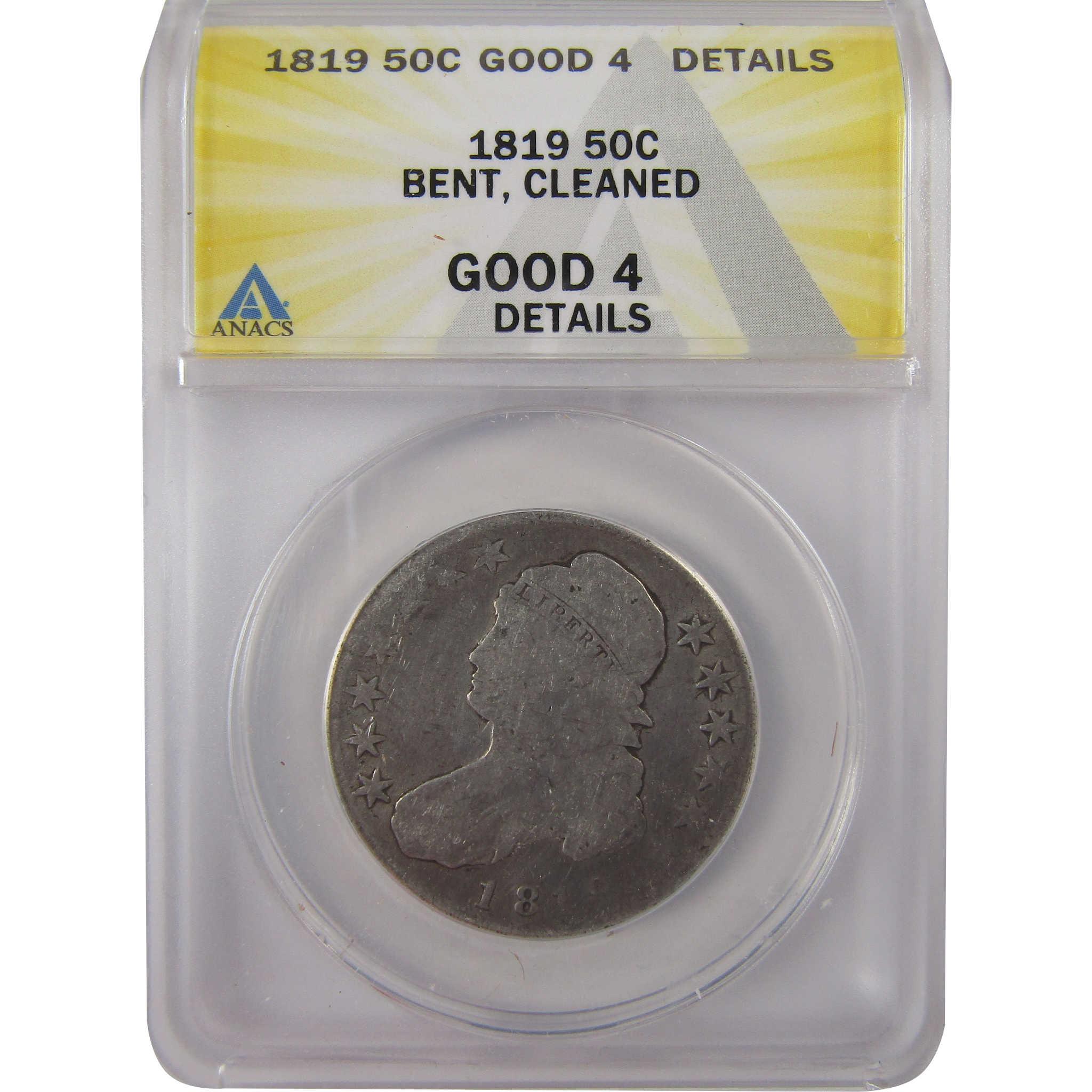 1819 Capped Bust Silver Half Dollar G 4 Details ANACS SKU:I25562