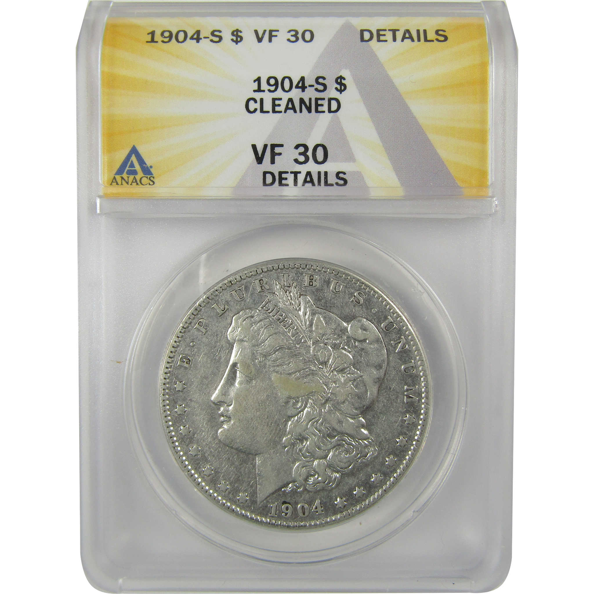 1904 S Morgan Dollar VF 30 Details ANACS Silver $1 Coin SKU:I21168 - Morgan coin - Morgan silver dollar - Morgan silver dollar for sale - Profile Coins &amp; Collectibles