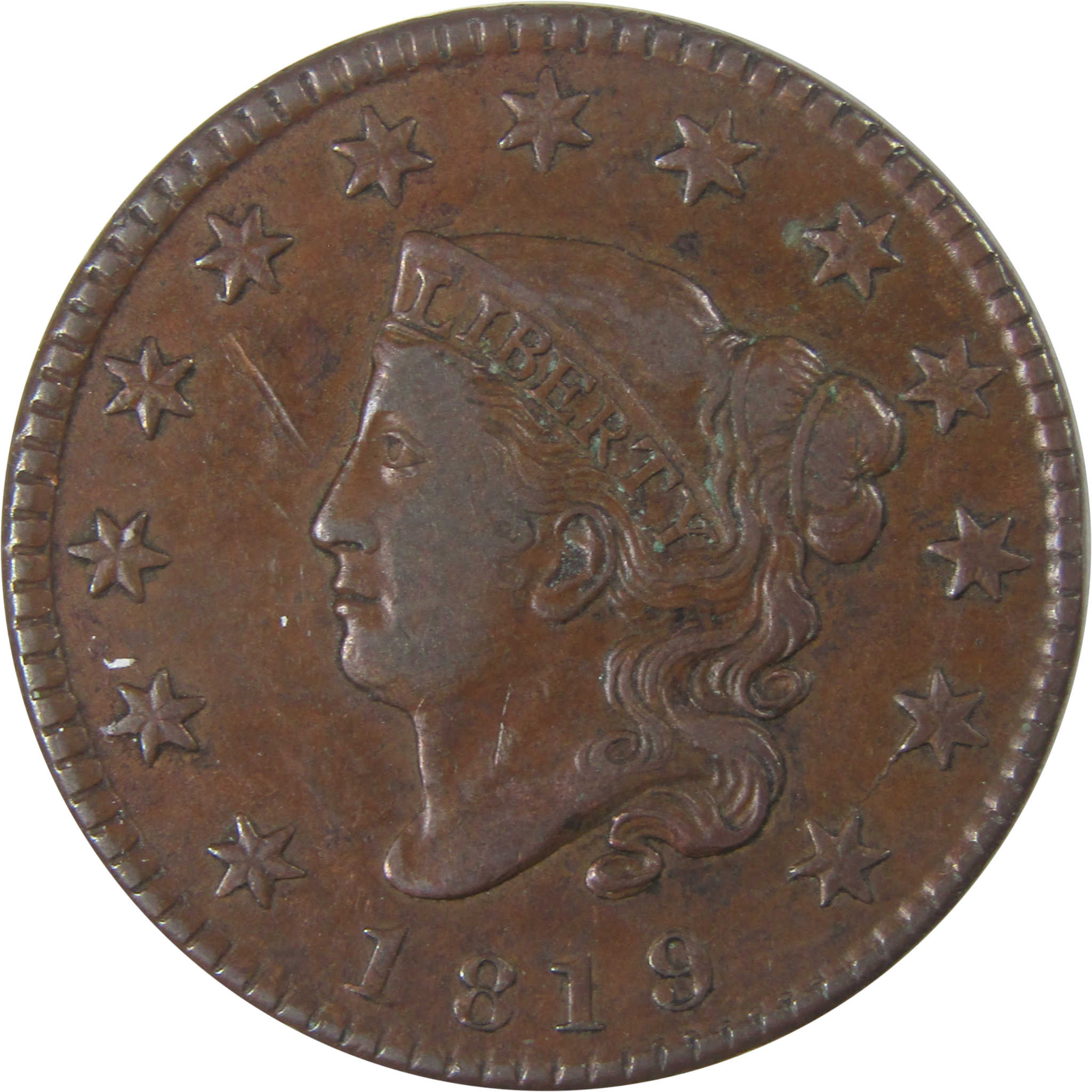 1819 Small Date Coronet Head Large Cent XF Extremely Fine SKU:I18000