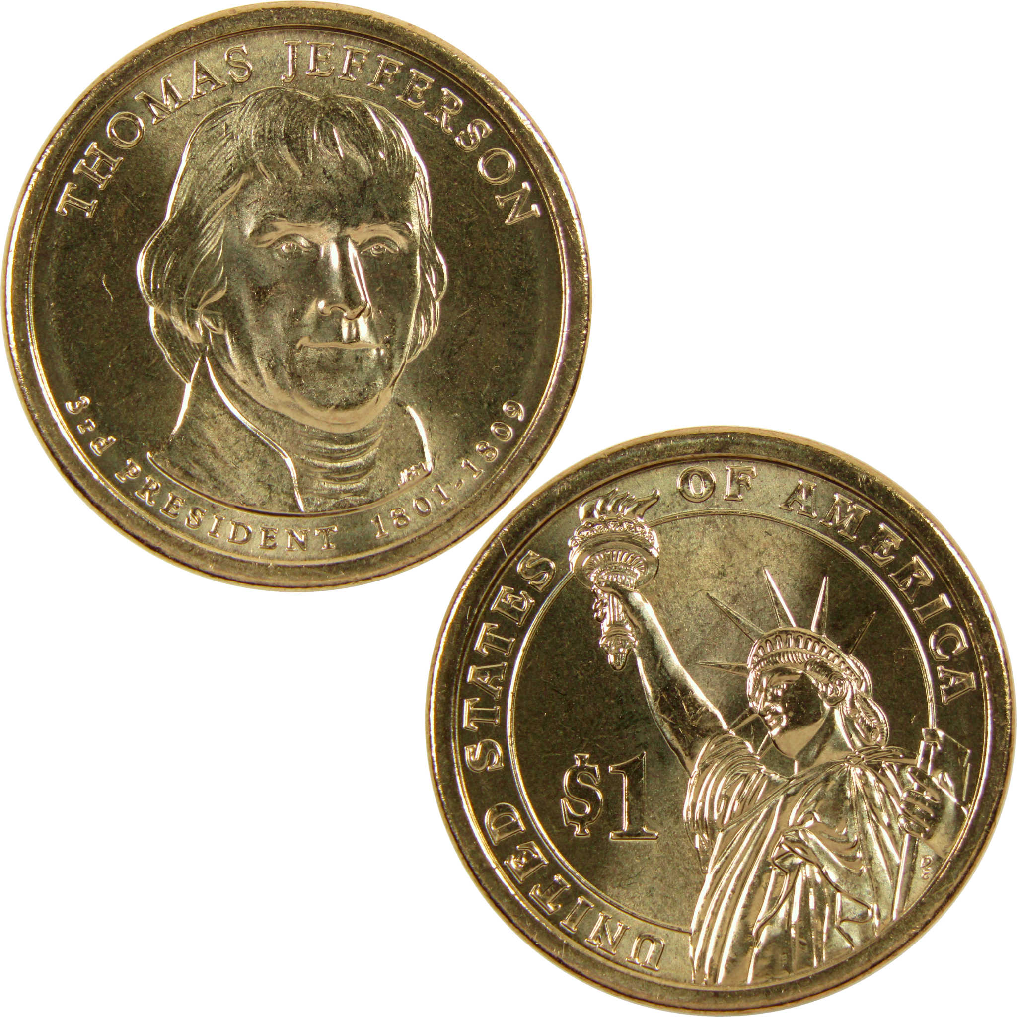 2007 D Thomas Jefferson Presidential Dollar BU Uncirculated $1 Coin