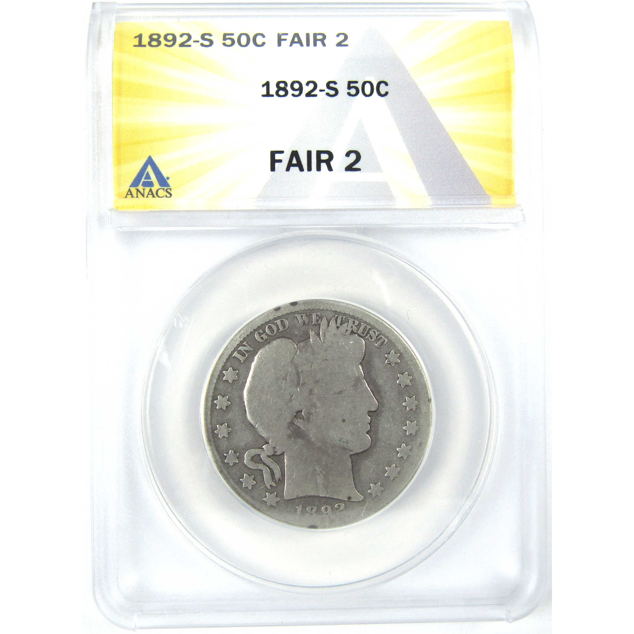 1892 S Barber Half Dollar FR 2 ANACS Silver 50c Coin SKU:I16343