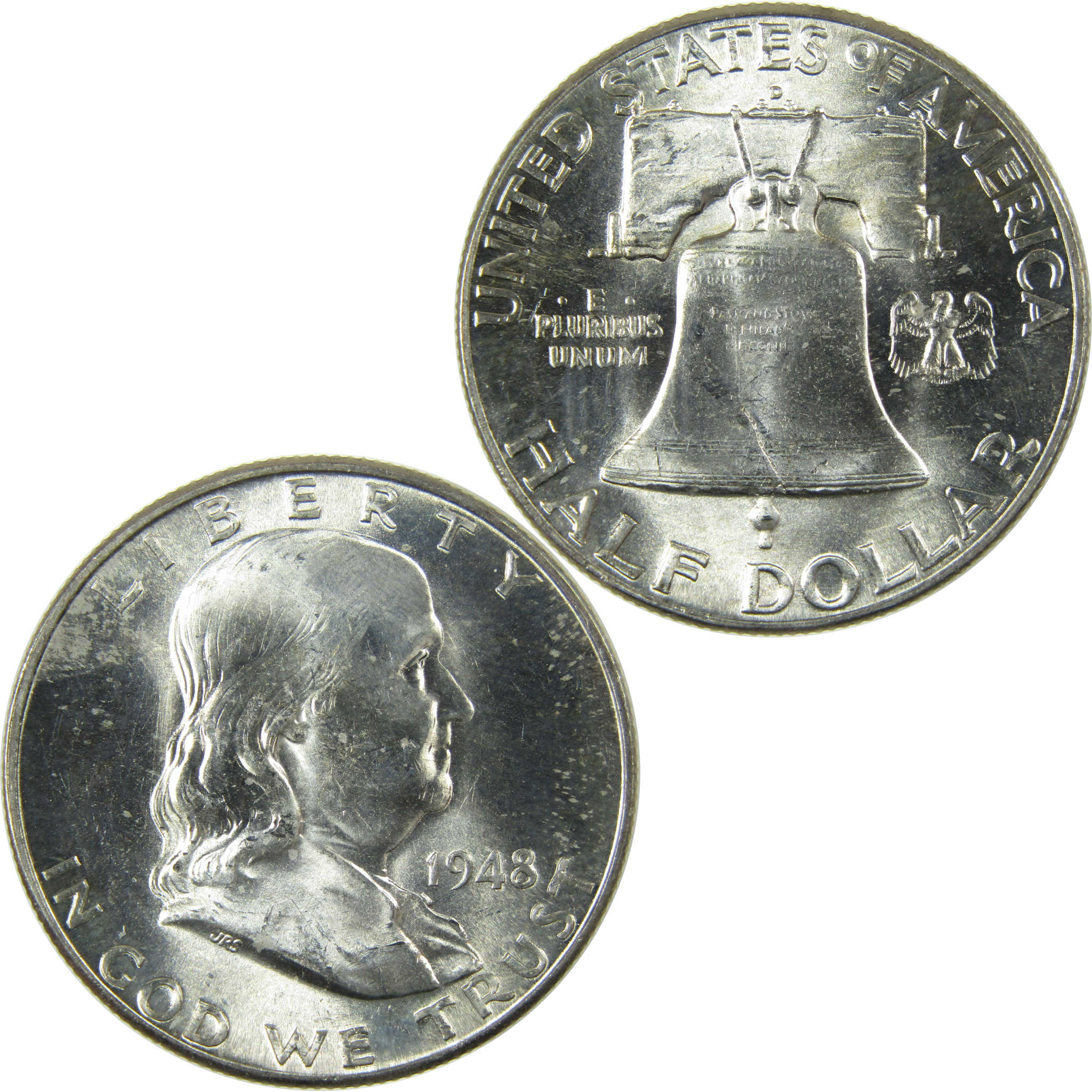 1948 D Franklin Silver Half Dollar Uncirculated Mint State SKU:I27834
