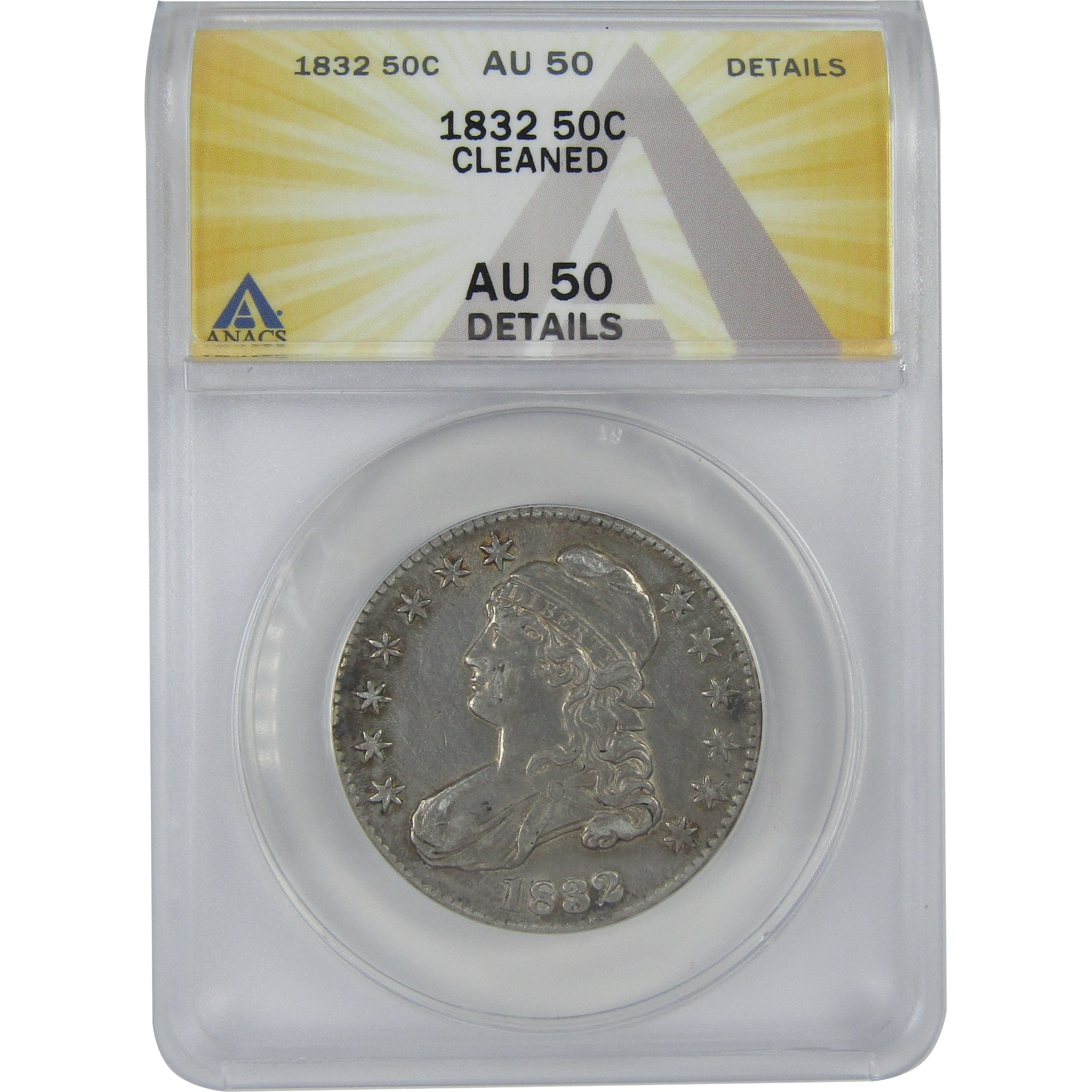 1832 Capped Bust Half Dollar AU 50 Details ANACS Silver 50c SKU:I16159