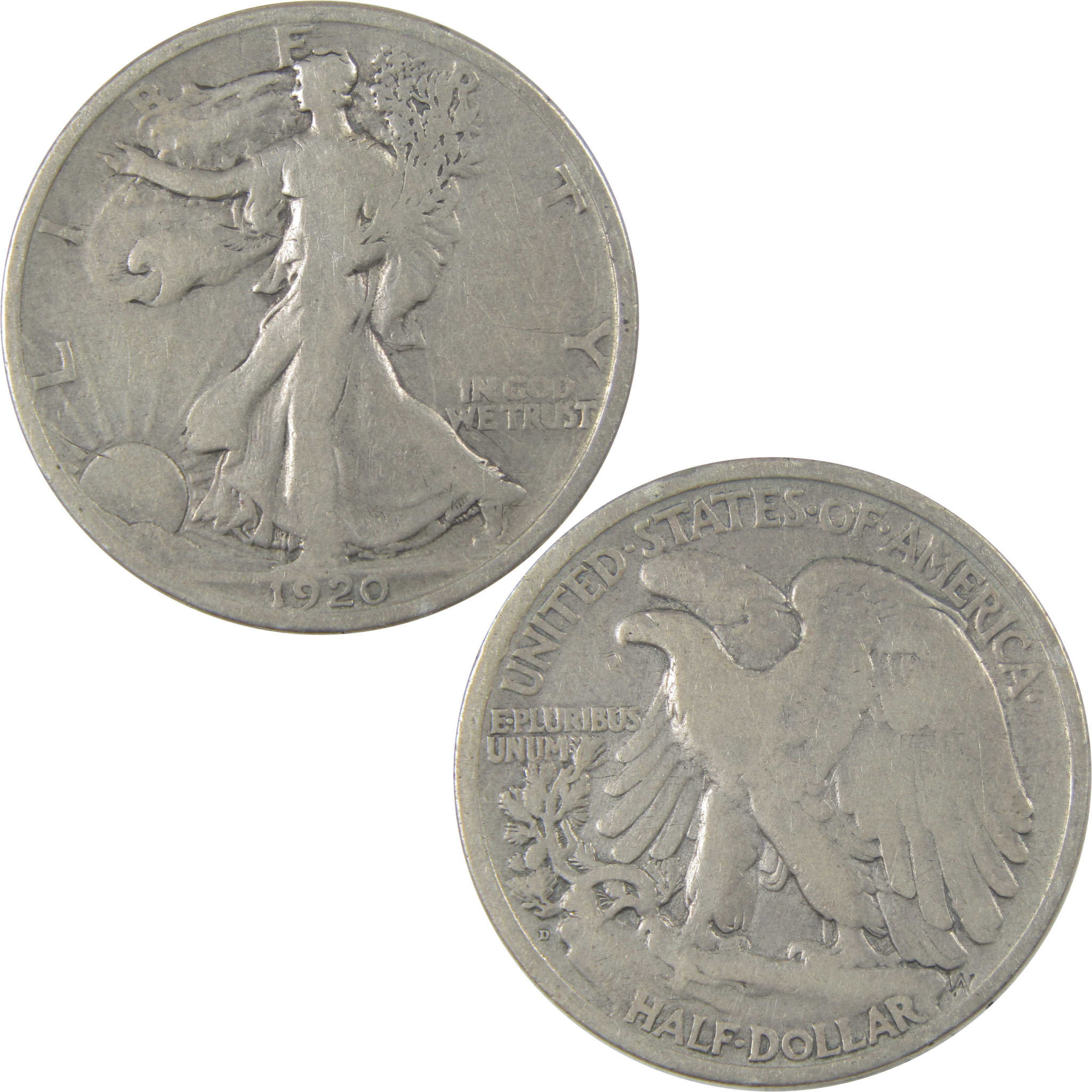 1920 D Liberty Walking Silver 50c VG Very Good Details SKU:I24145