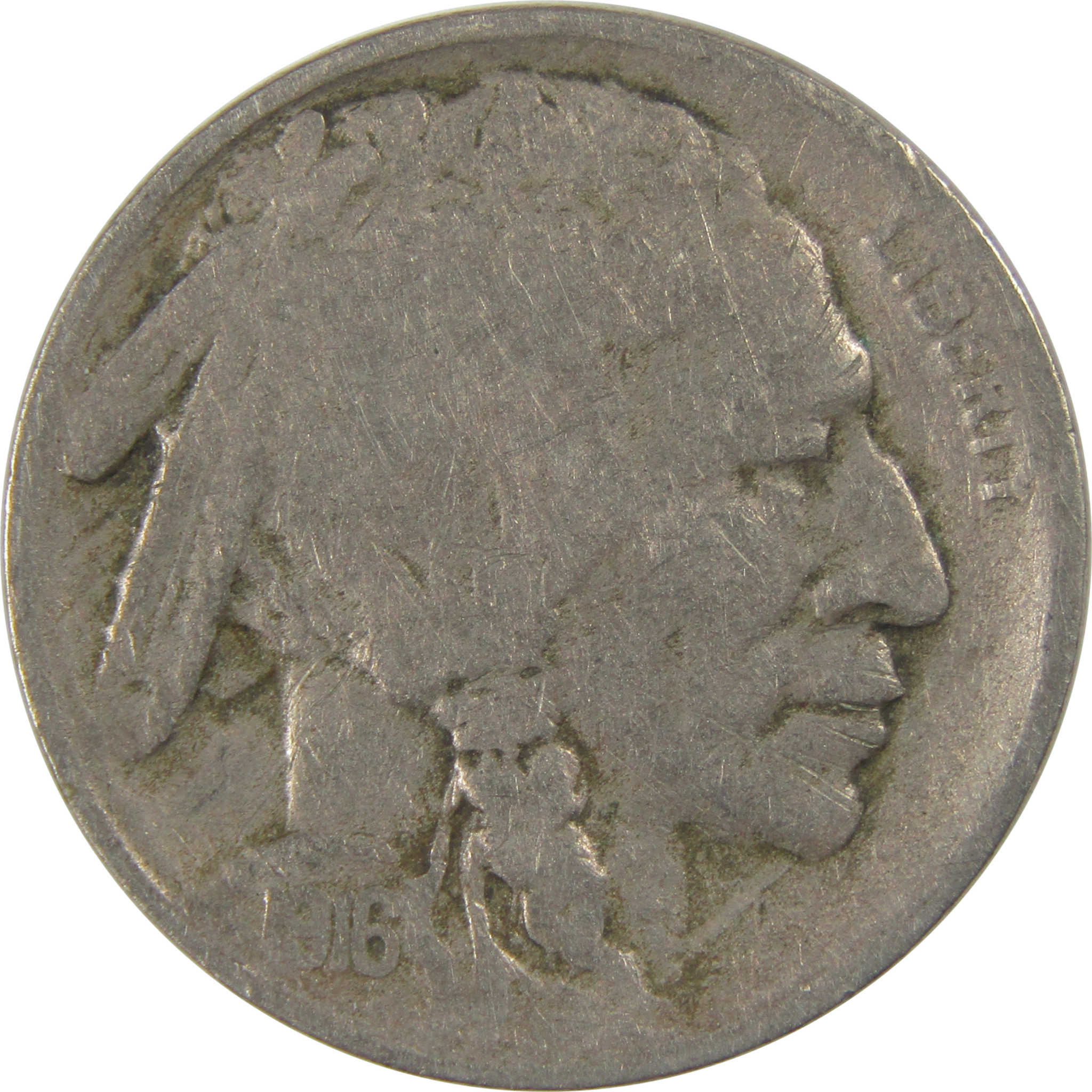 1916 S Indian Head Buffalo Nickel F Fine 5c Coin SKU:I23434