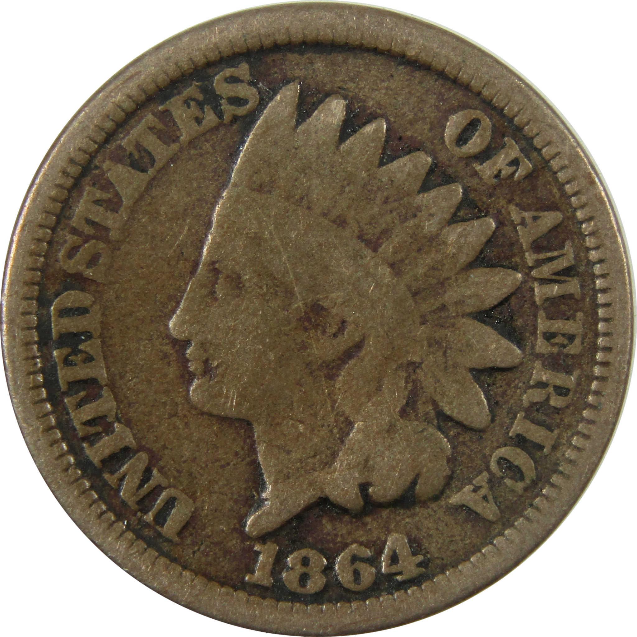 1864 Indian Head Copper-Nickel Cent G Good Details Penny SKU:CP1305