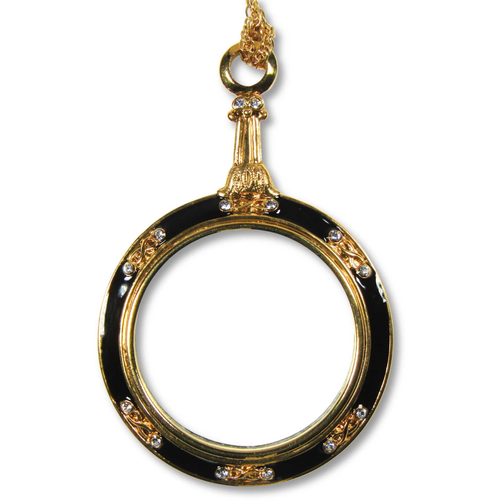 Enameled Magnifier Loupe Pendant with Chain