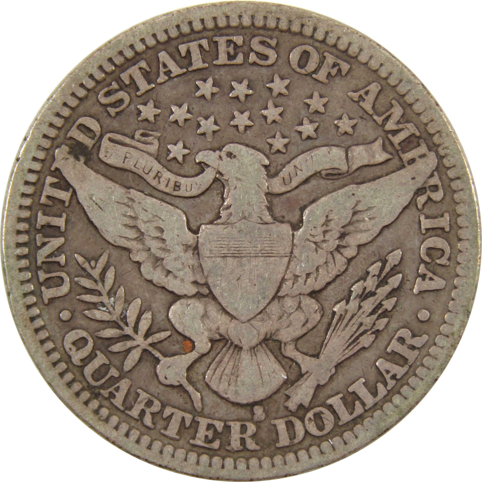1914 S Barber Quarter F Fine Silver 25c Coin SKU:I10964