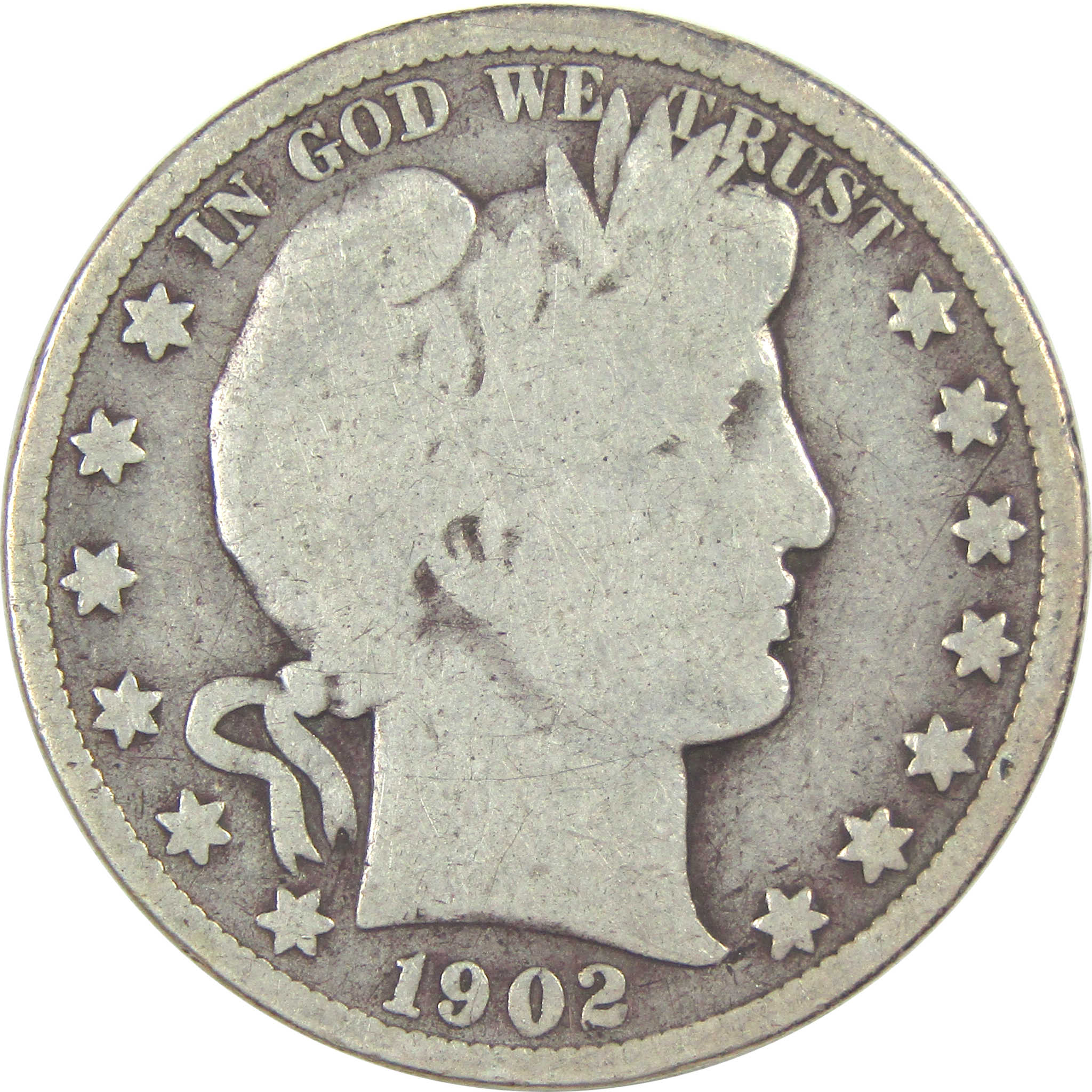 1902 S Barber Half Dollar G Good Silver 50c Coin SKU:I15574