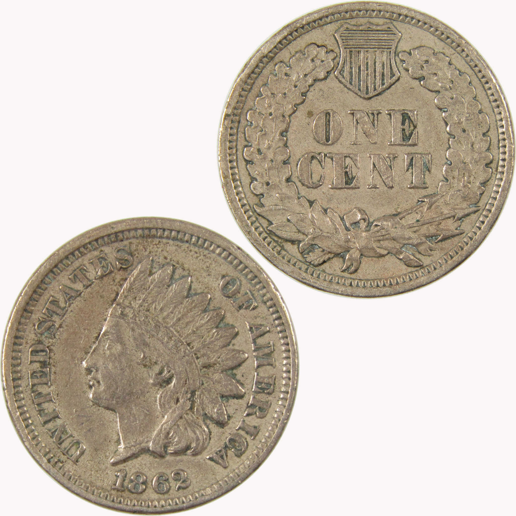 1862 Indian Head Cent XF EF Extremely Fine Details Penny SKU:CP1092