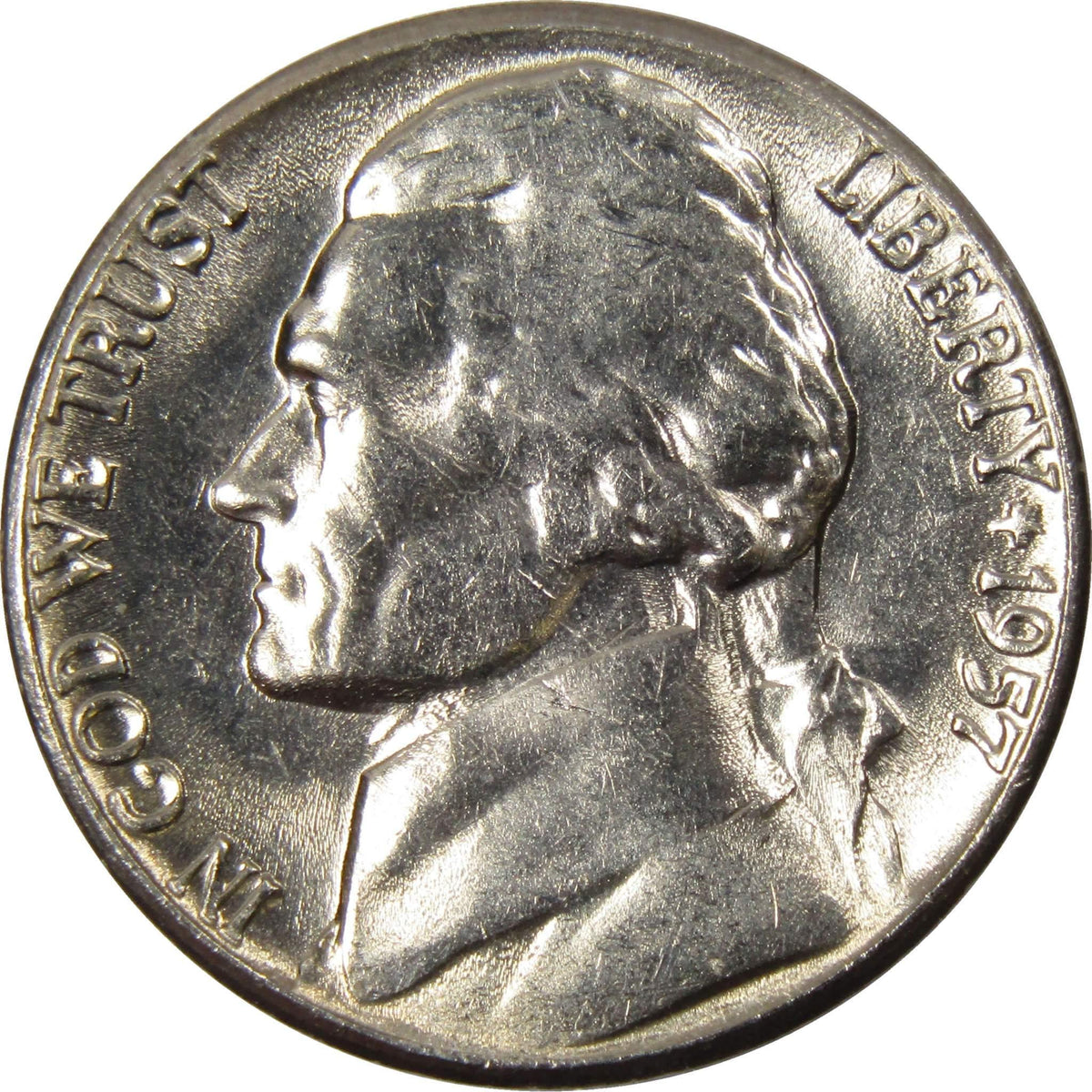 1957 D Jefferson Nickel Uncirculated Mint State 5c Coin Collectible