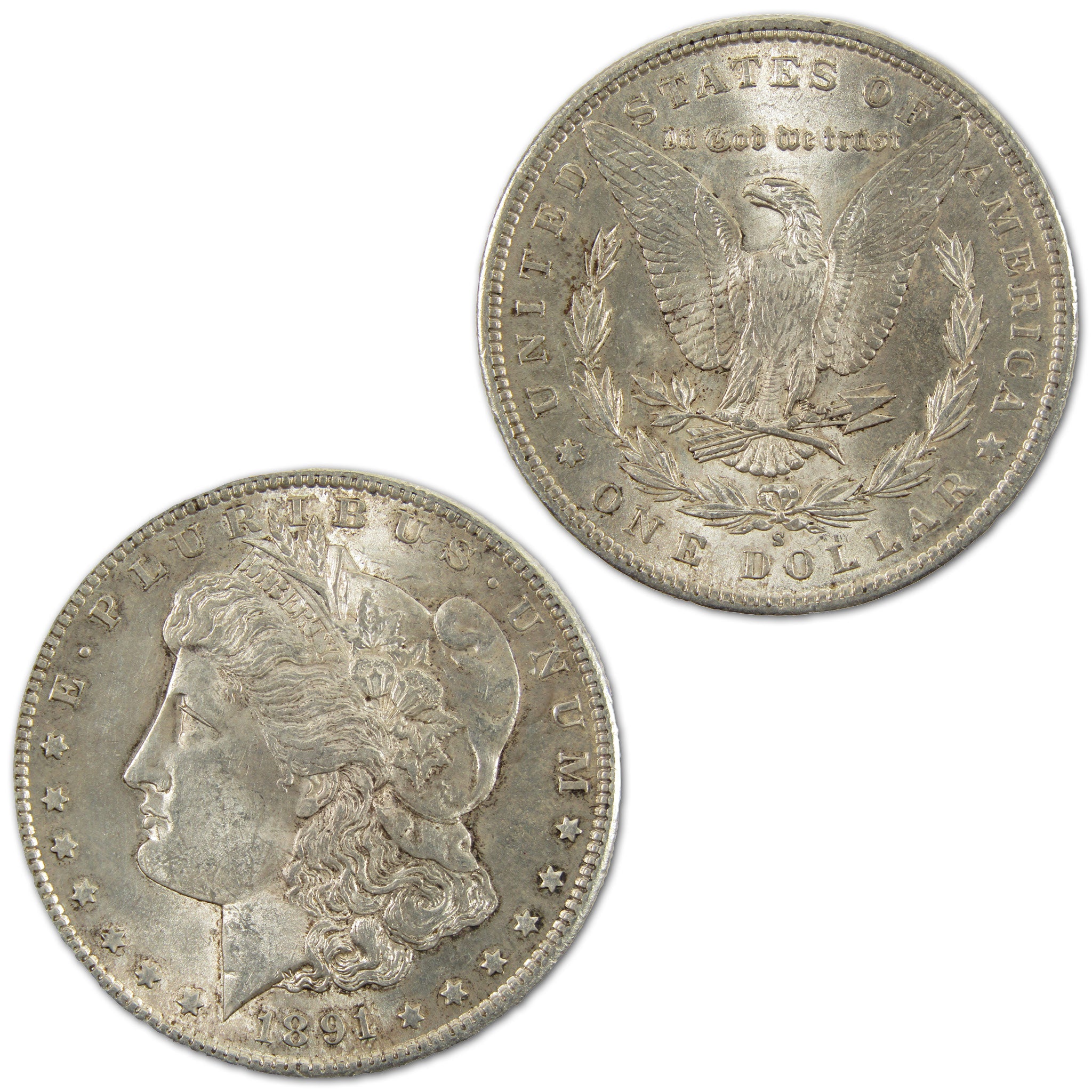 1891 S Morgan Dollar Borderline Uncirculated Silver $1 Coin SKU:I10754 - Morgan coin - Morgan silver dollar - Morgan silver dollar for sale - Profile Coins &amp; Collectibles