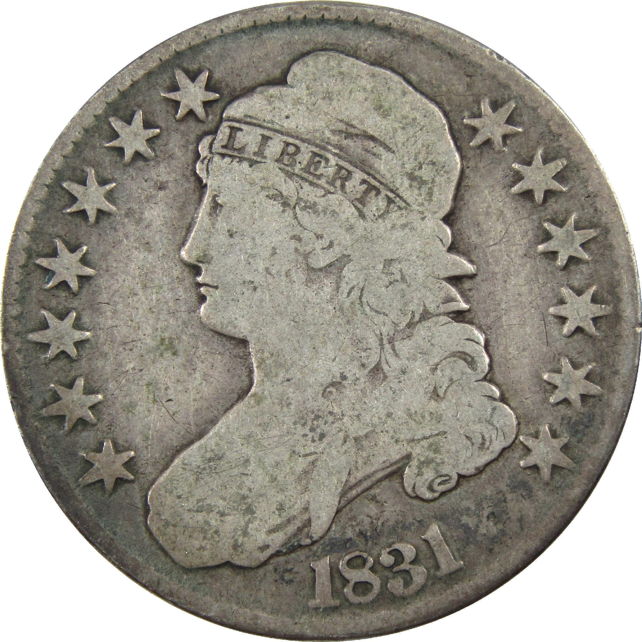 1831 Capped Bust Half Dollar AG About Good Silver 50c Coin SKU:I11748