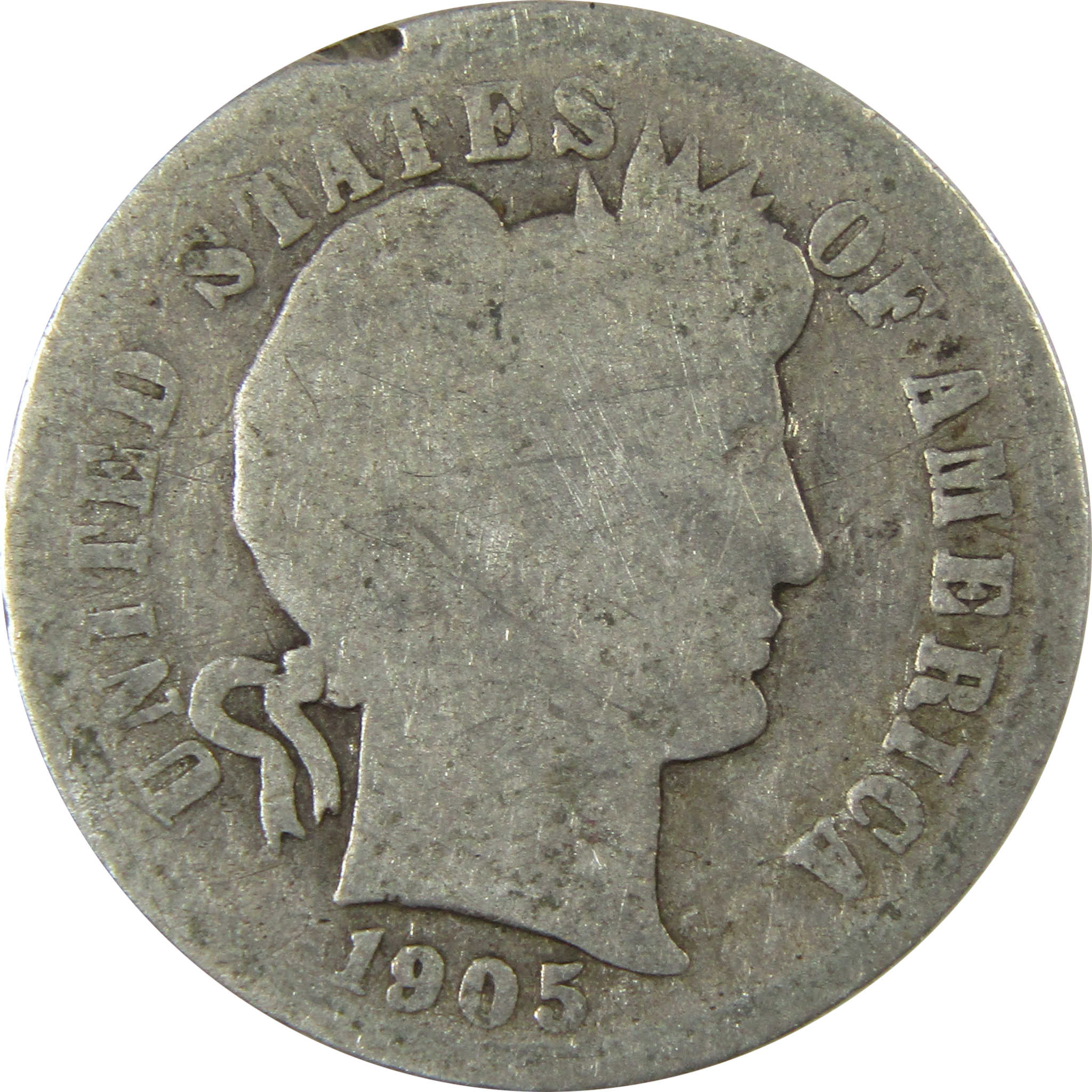 1905 O Micro O Barber Silver Dime AG About Good Details SKU:I26621