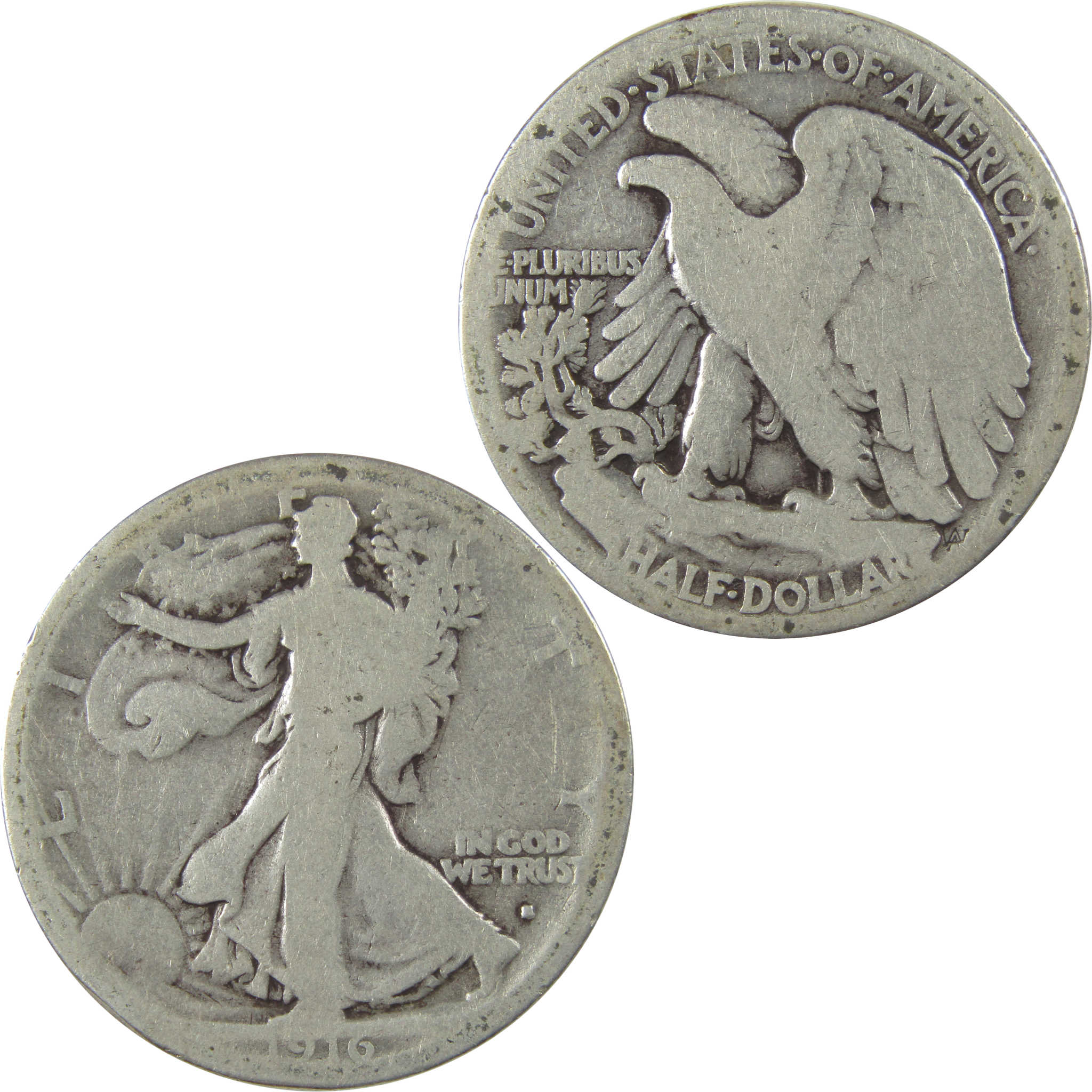 1916 S Liberty Walking Silver Half Dollar G Good 50c Coin SKU:I24102