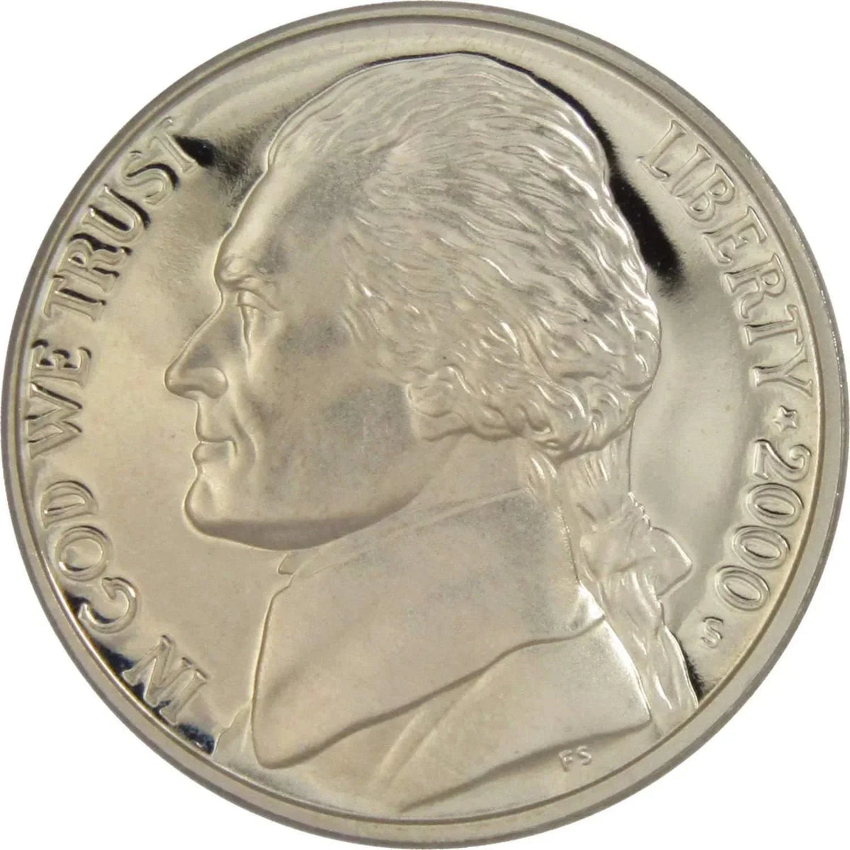 2000 S Jefferson Nickel Proof 5c Coin Collectible