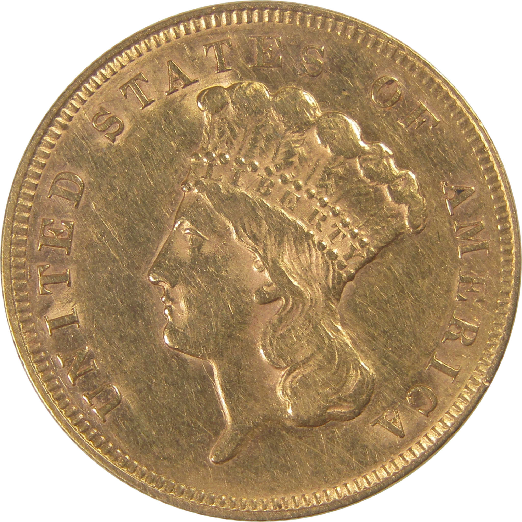 1878 Indian Princess Head AU About Uncirculated Gold $3 SKU:I17327