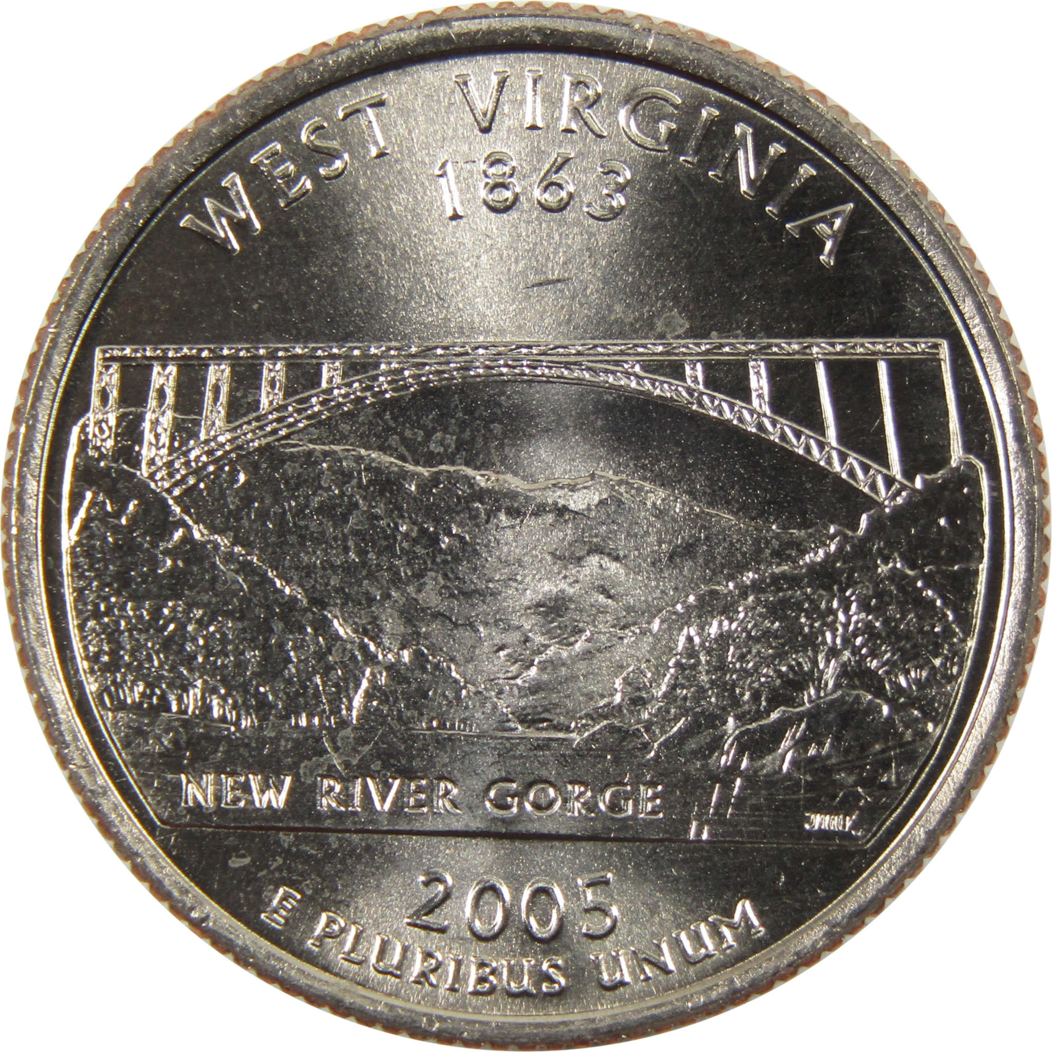 2005 P West Virginia State Quarter BU Uncirculated Clad 25c Coin