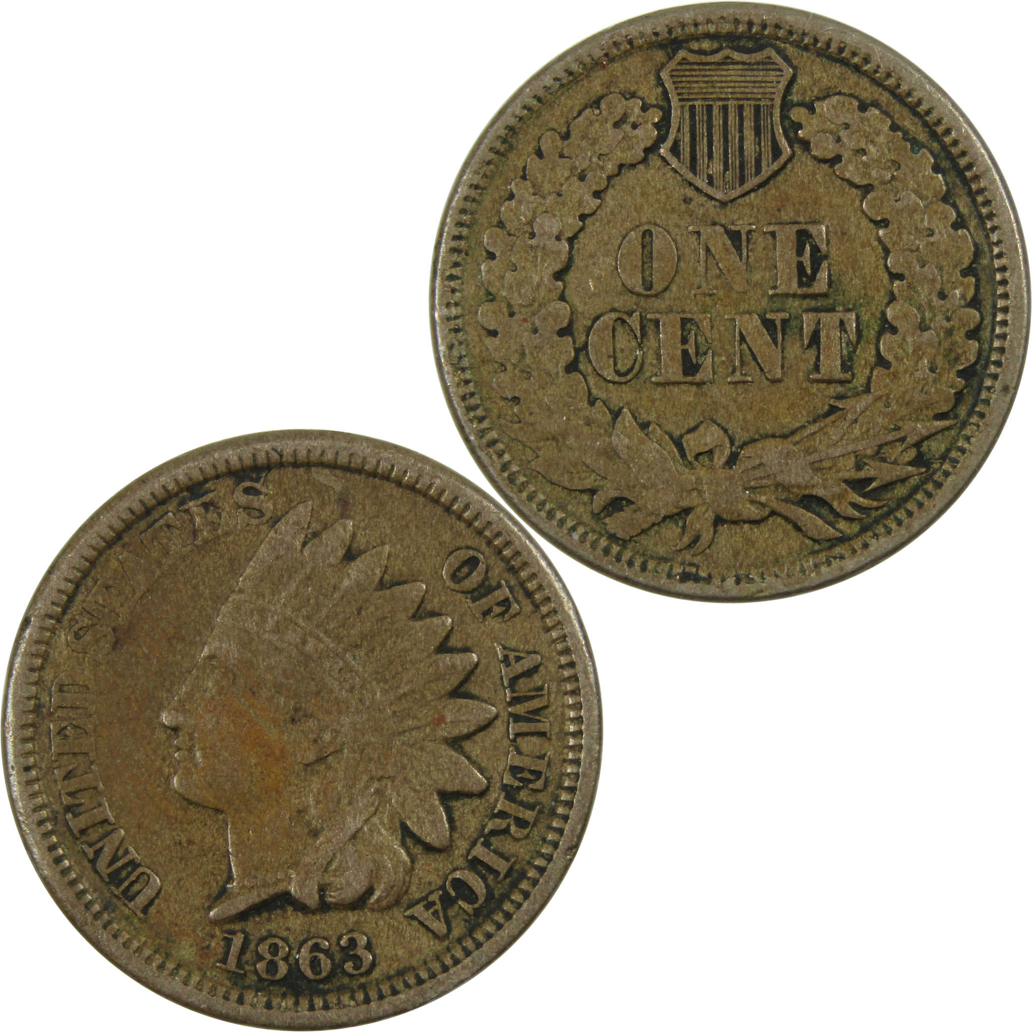 1863 Indian Head Cent VF Very Fine Copper-Nickel Penny 1c SKU:I12423