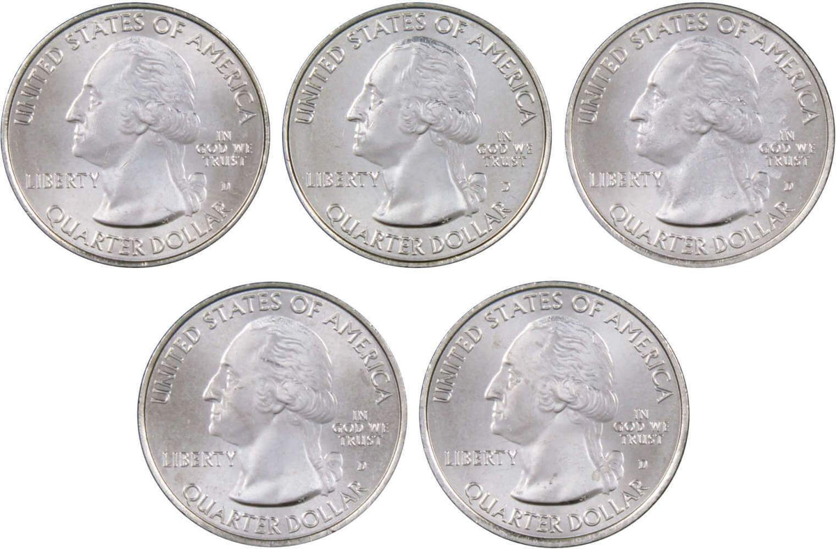 2012 D Quarter 5 Coin Set Clad Uncirculated Mint State 25c Collectible
