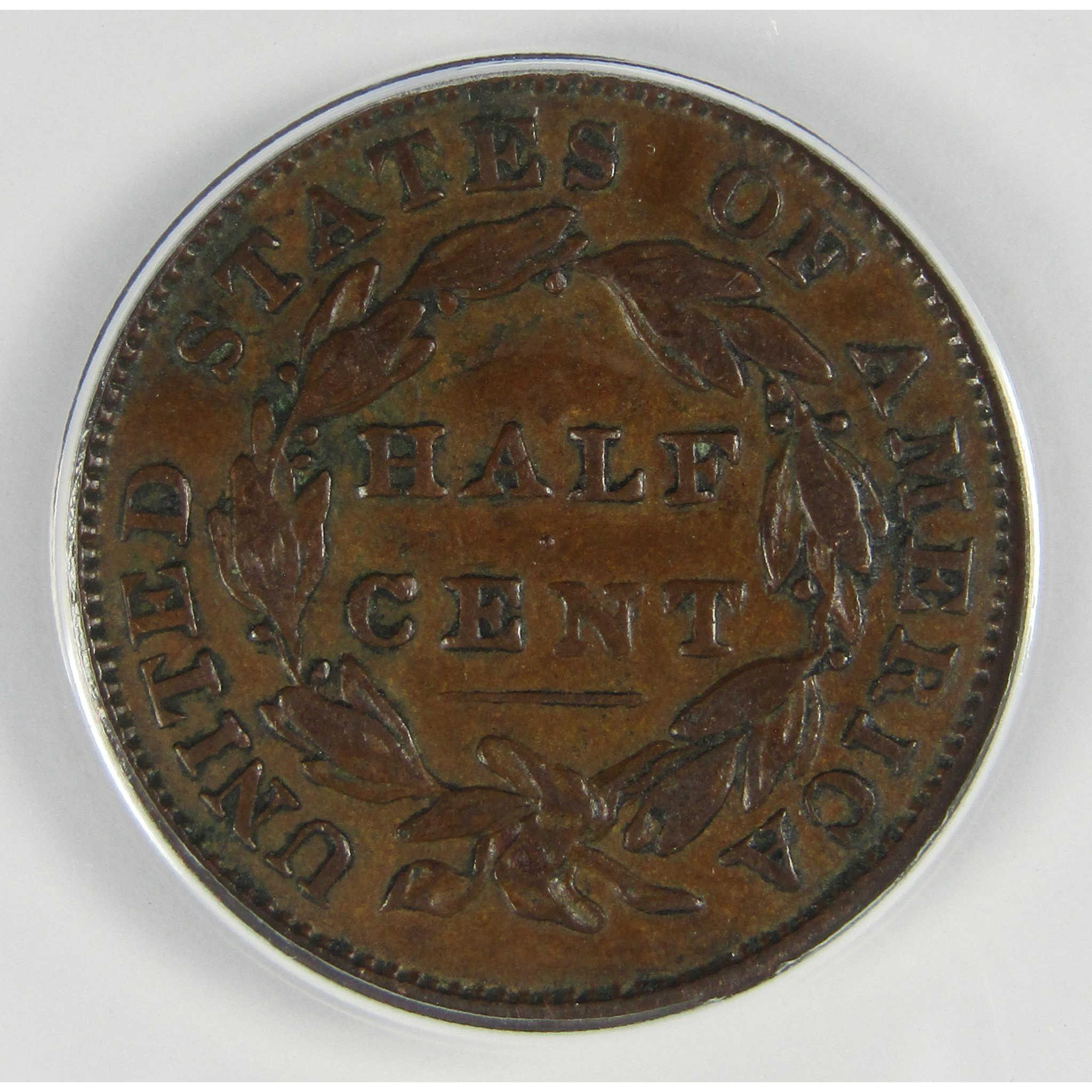 1834 Classic Head Copper Half Cent VF 35 Details ANACS Penny SKU:CP786