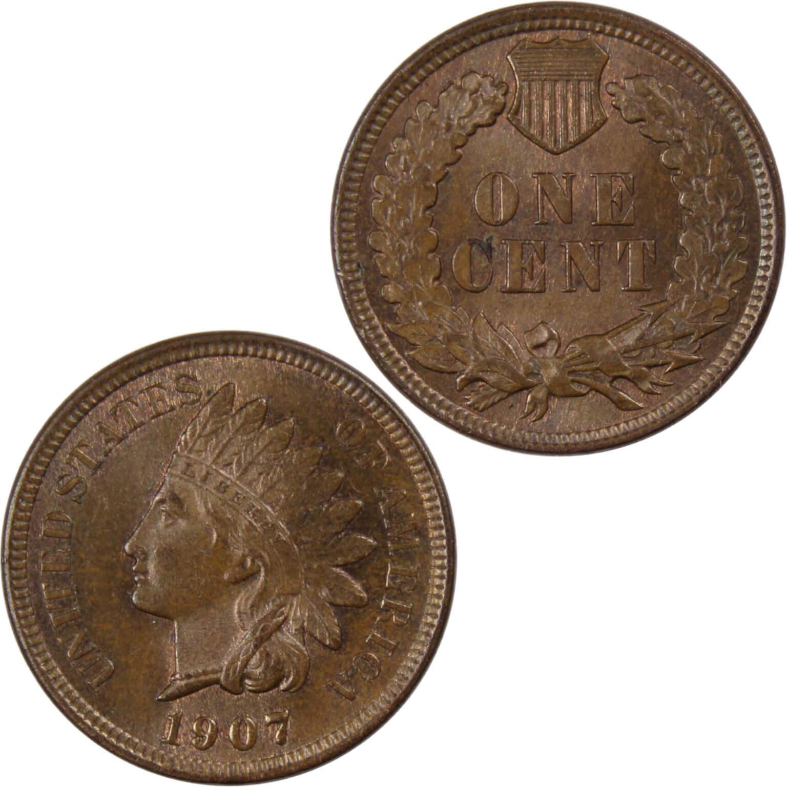 1907 Indian Head Cent Borderline Uncirculated Penny 1c Coin